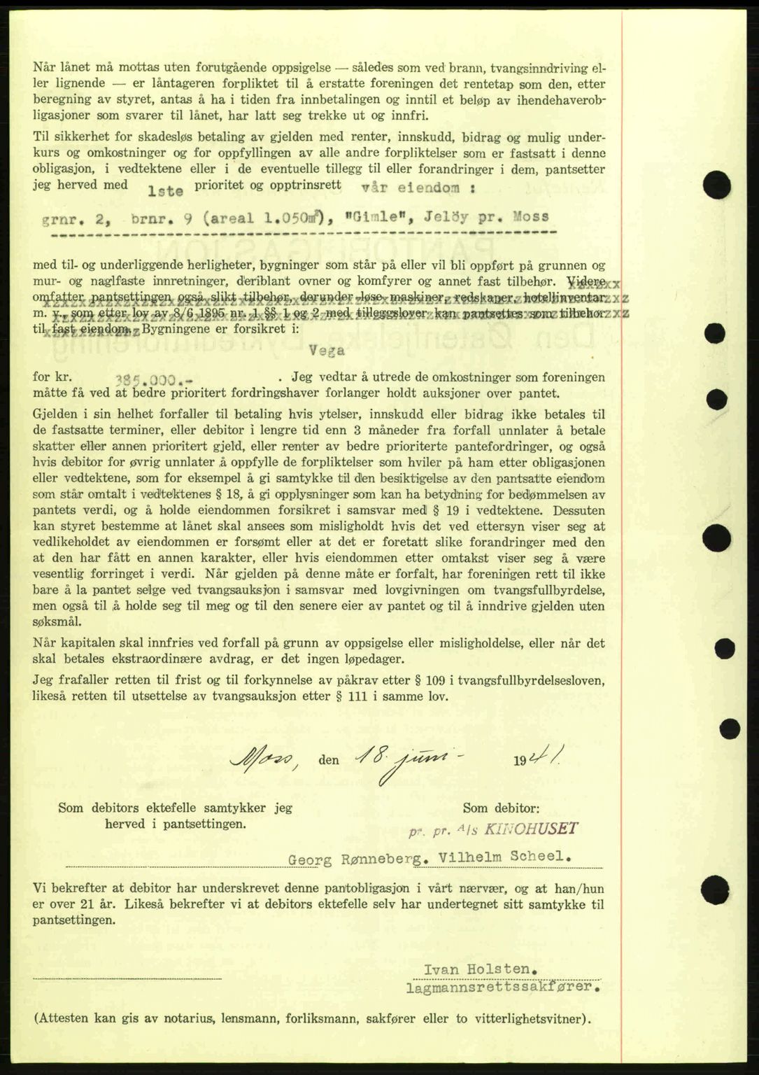 Moss sorenskriveri, SAO/A-10168: Pantebok nr. B10, 1940-1941, Dagboknr: 1122/1941