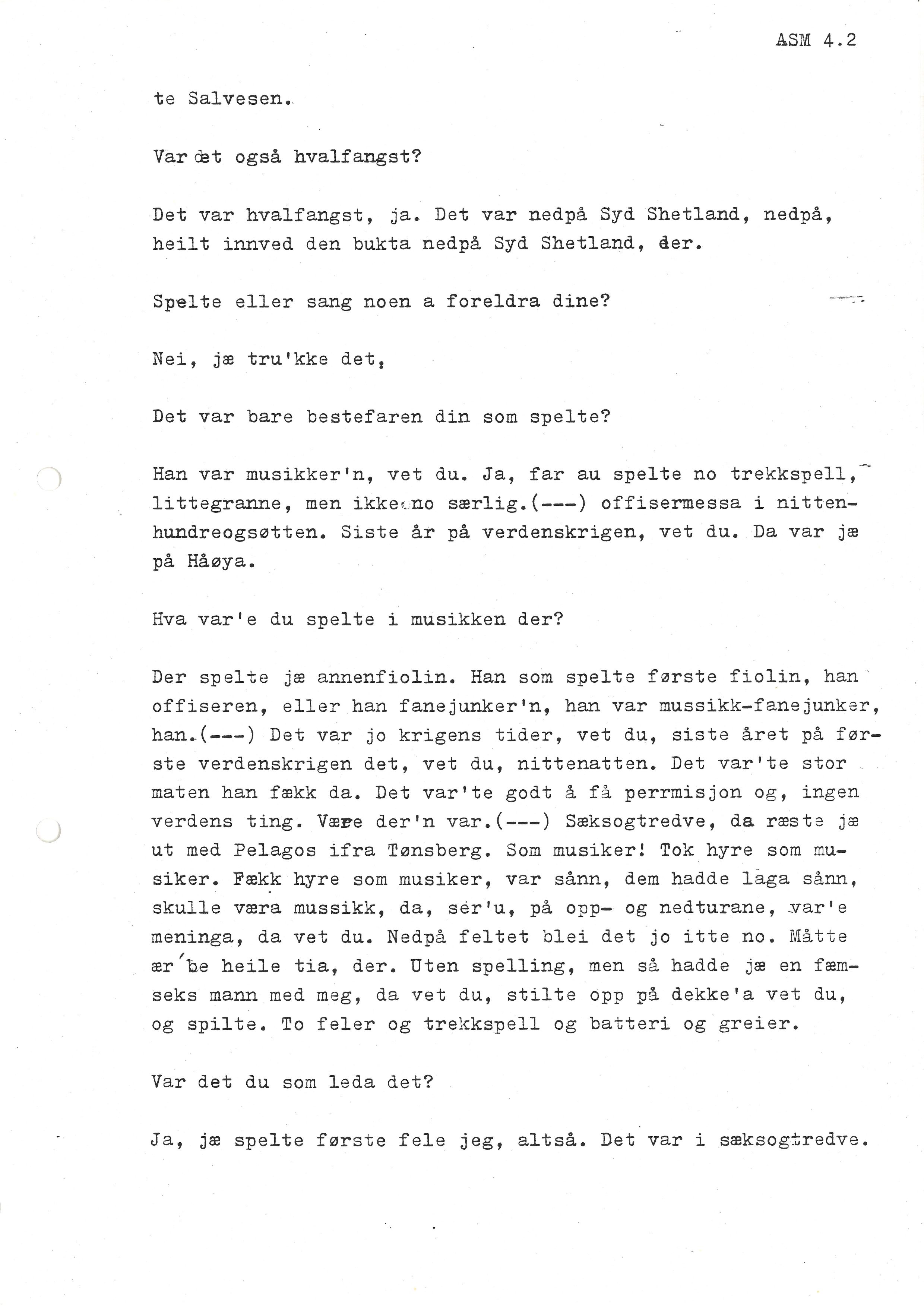 Sa 16 - Folkemusikk fra Vestfold, Gjerdesamlingen, VEMU/A-1868/I/L0001: Informantregister med intervjunedtegnelser, 1979-1986