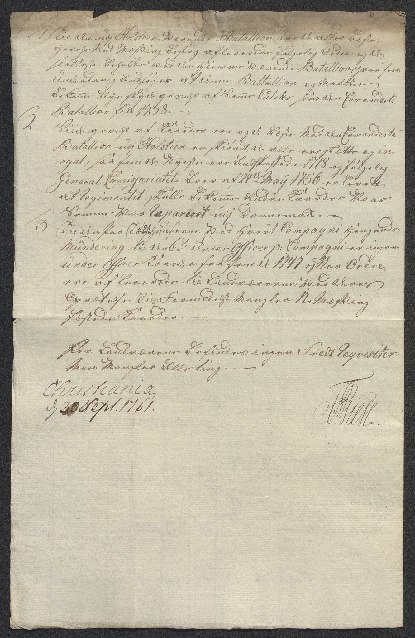 Kommanderende general (KG I) med Det norske krigsdirektorium, AV/RA-EA-5419/D/L0398: 2. Opplandske nasjonale infanteriregiment: Lister, 1745-1767, s. 610