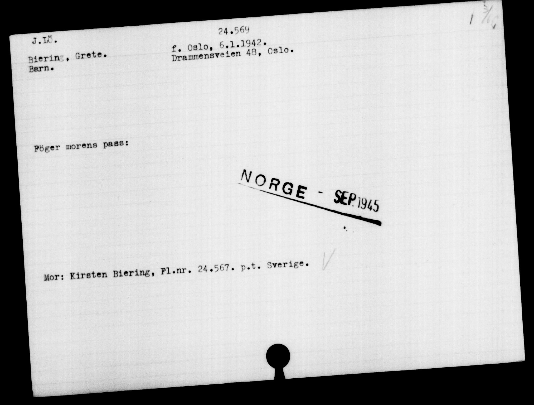 Den Kgl. Norske Legasjons Flyktningskontor, RA/S-6753/V/Va/L0010: Kjesäterkartoteket.  Flyktningenr. 22000-25314, 1940-1945, s. 2709