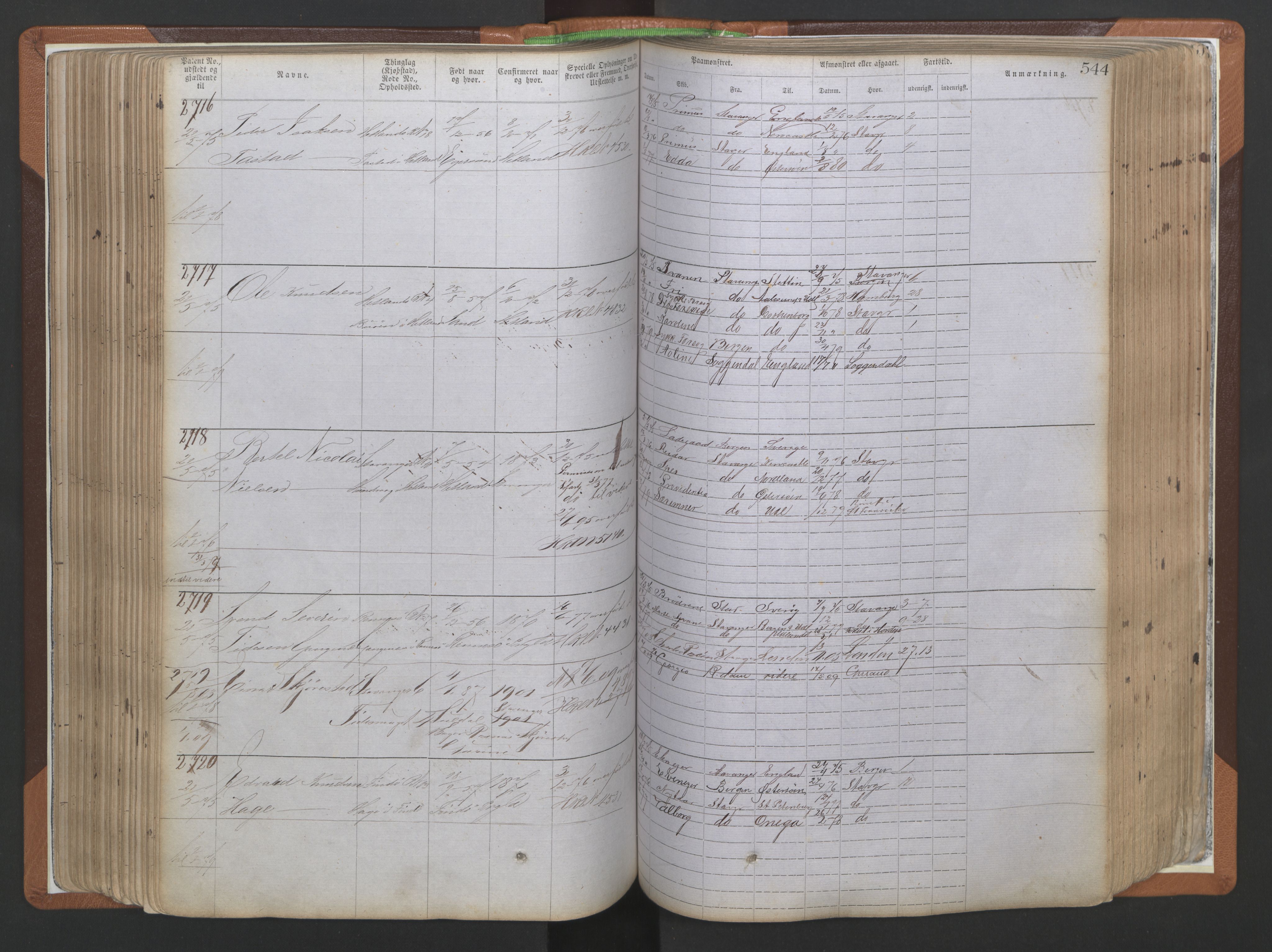 Stavanger sjømannskontor, AV/SAST-A-102006/F/Ff/L0009: Annotasjonsrulle, patentnr. 1805-3605 (dublett), 1872-1900, s. 187
