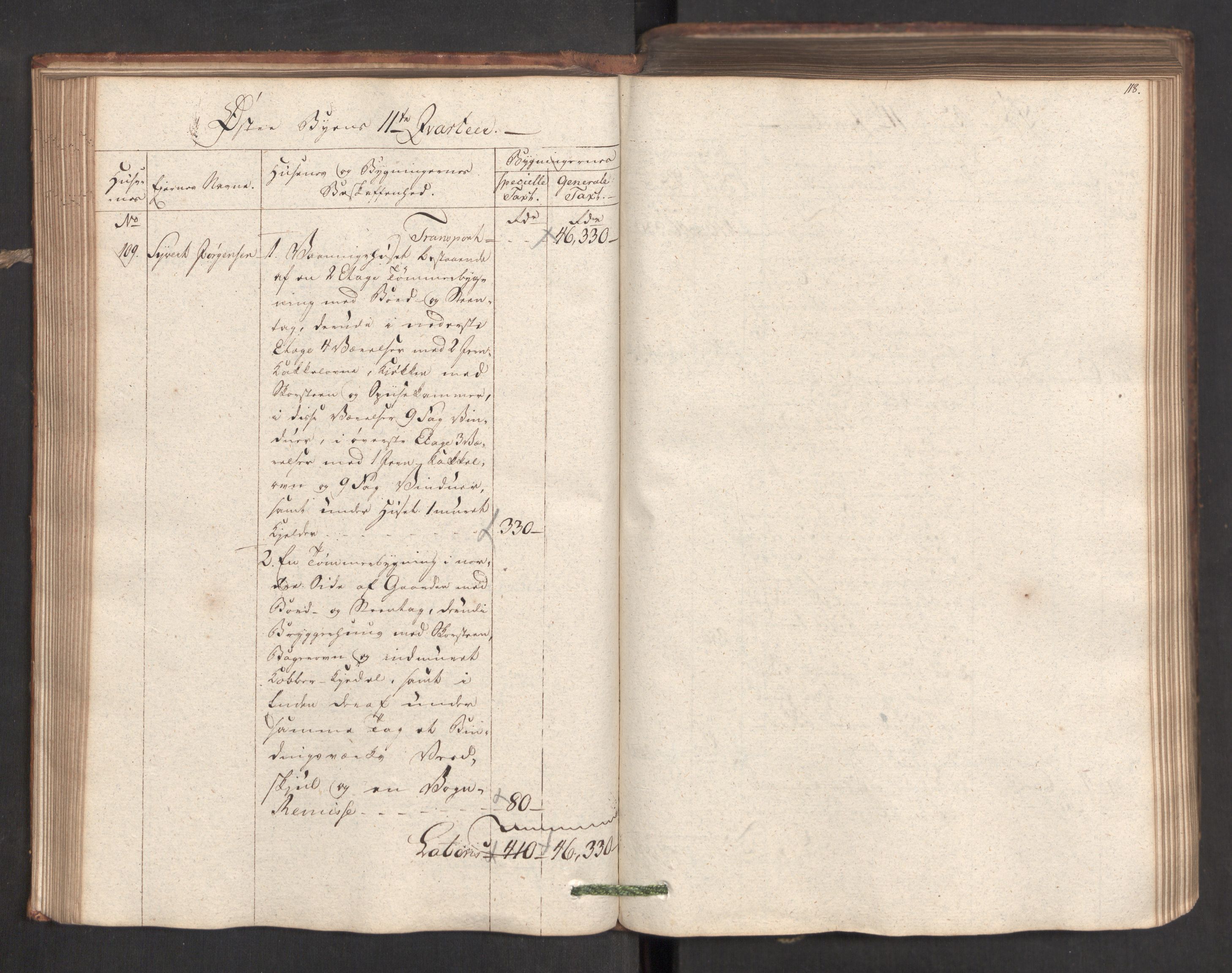 Kommersekollegiet, Brannforsikringskontoret 1767-1814, AV/RA-EA-5458/F/Fa/L0019/0001: Kristiansand / Branntakstprotokoll, 1797, s. 118