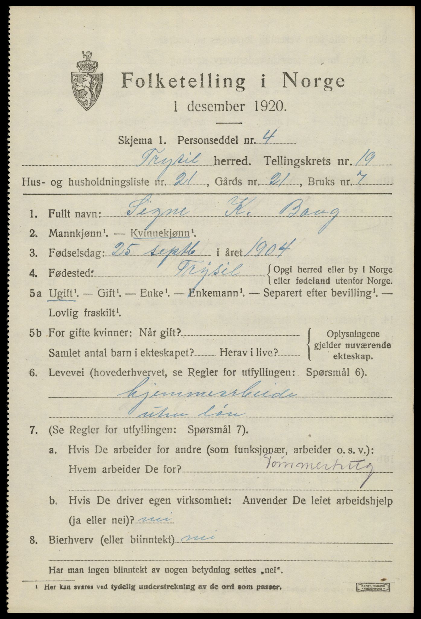 SAH, Folketelling 1920 for 0428 Trysil herred, 1920, s. 12977
