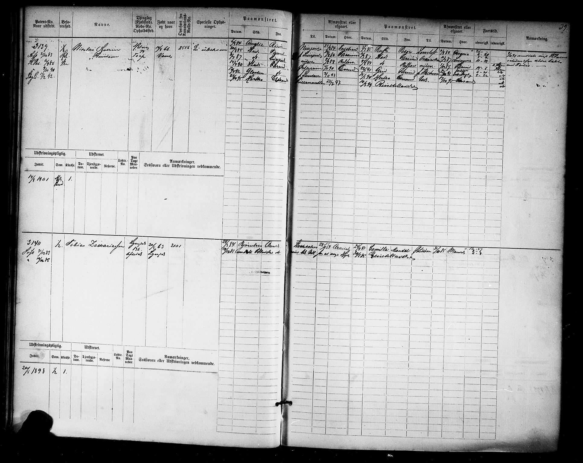 Farsund mønstringskrets, AV/SAK-2031-0017/F/Fb/L0019: Hovedrulle nr 3067-3832, Z-11, 1882-1922, s. 40