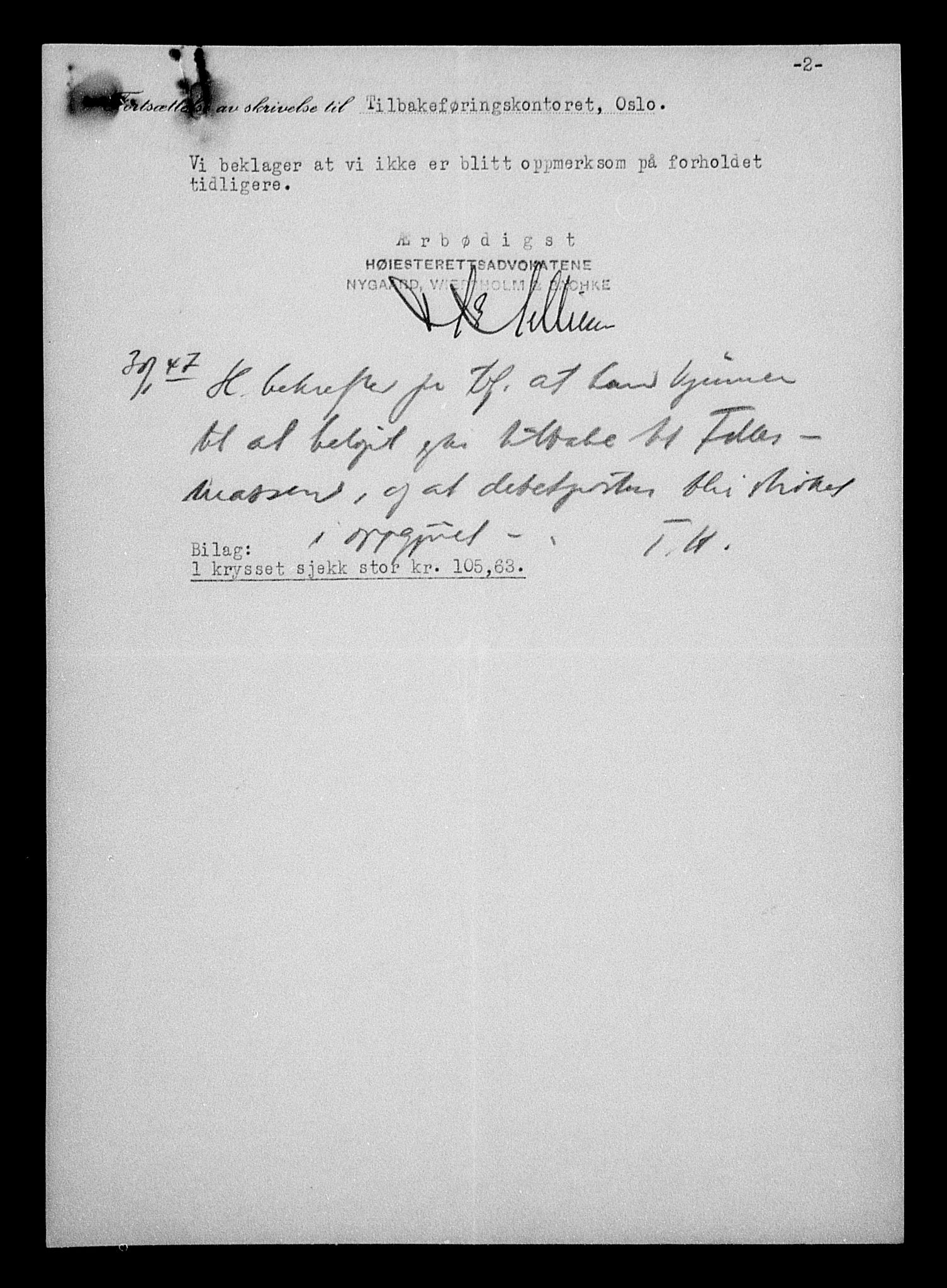 Justisdepartementet, Tilbakeføringskontoret for inndratte formuer, AV/RA-S-1564/H/Hc/Hcc/L0927: --, 1945-1947, s. 354