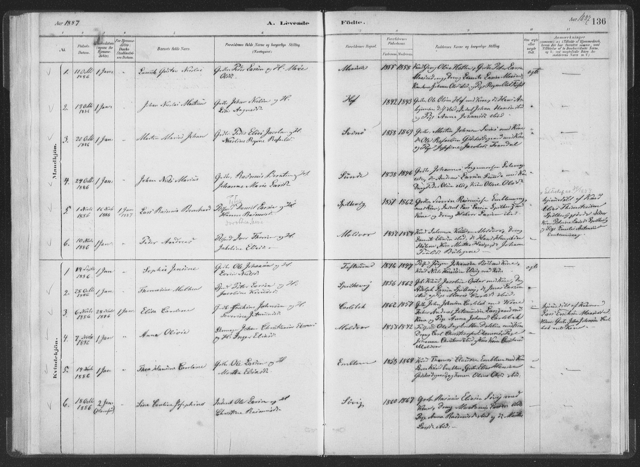 Ministerialprotokoller, klokkerbøker og fødselsregistre - Møre og Romsdal, SAT/A-1454/528/L0401: Ministerialbok nr. 528A12I, 1880-1920, s. 136