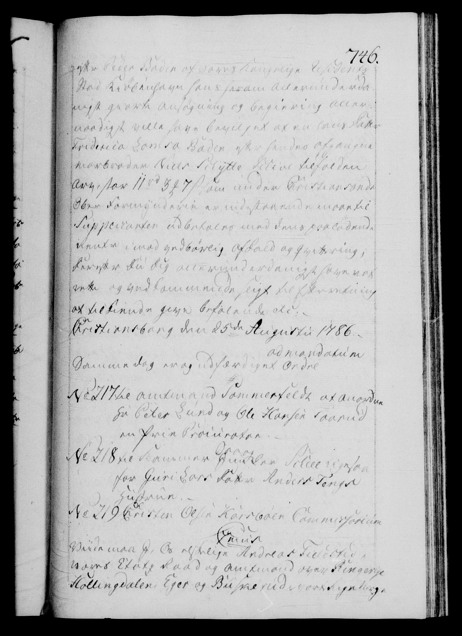 Danske Kanselli 1572-1799, AV/RA-EA-3023/F/Fc/Fca/Fcab/L0043: Norske tegnelser, 1782-1786, s. 746a