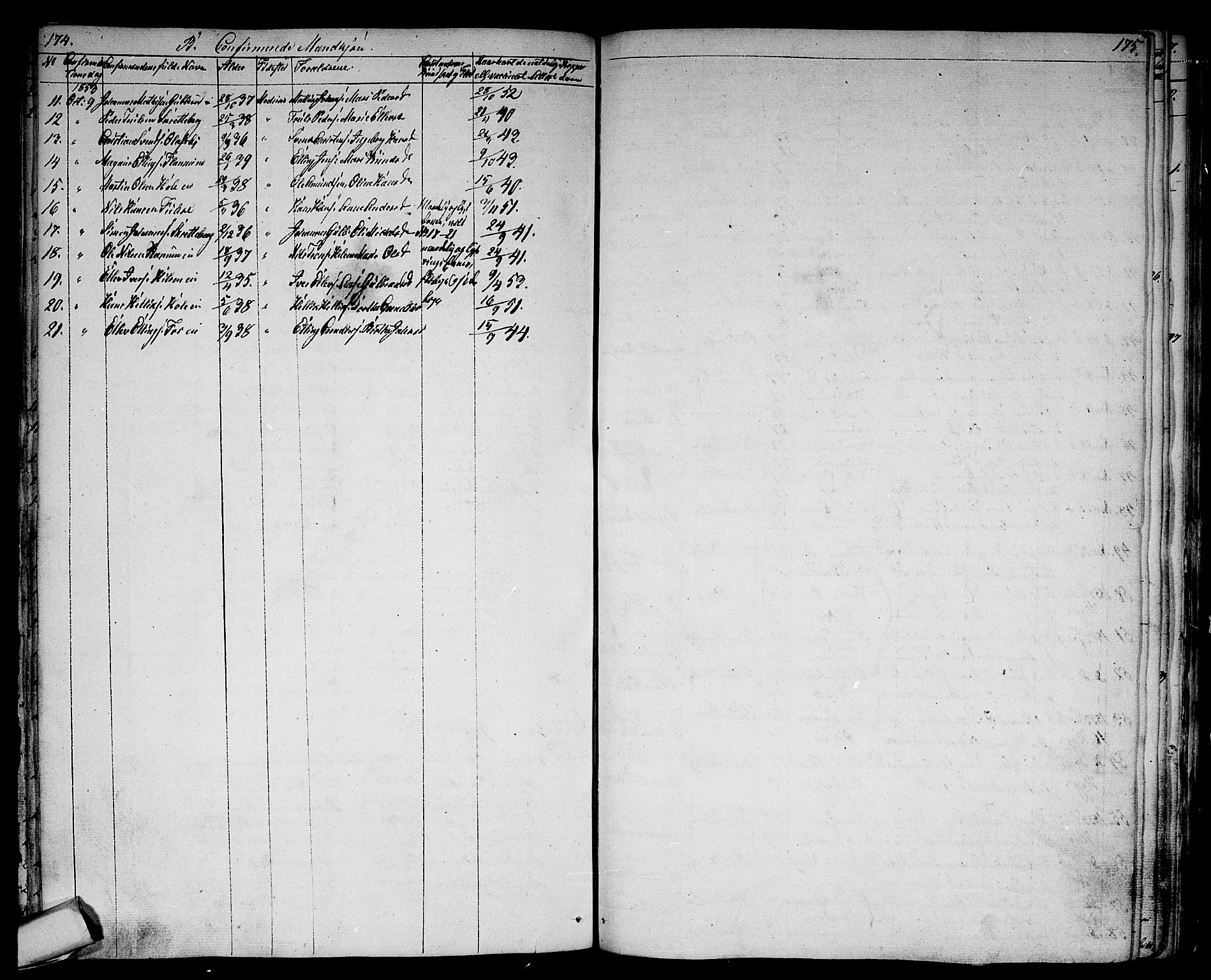 Modum kirkebøker, AV/SAKO-A-234/G/Ga/L0005: Klokkerbok nr. I 5, 1847-1853, s. 174-175