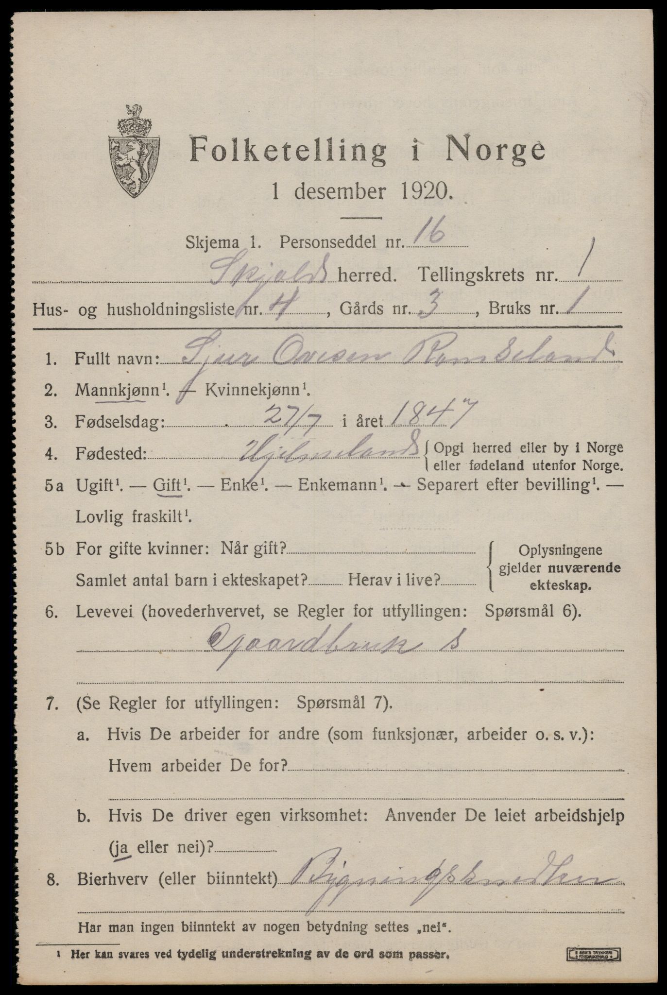 SAST, Folketelling 1920 for 1154 Skjold herred, 1920, s. 938