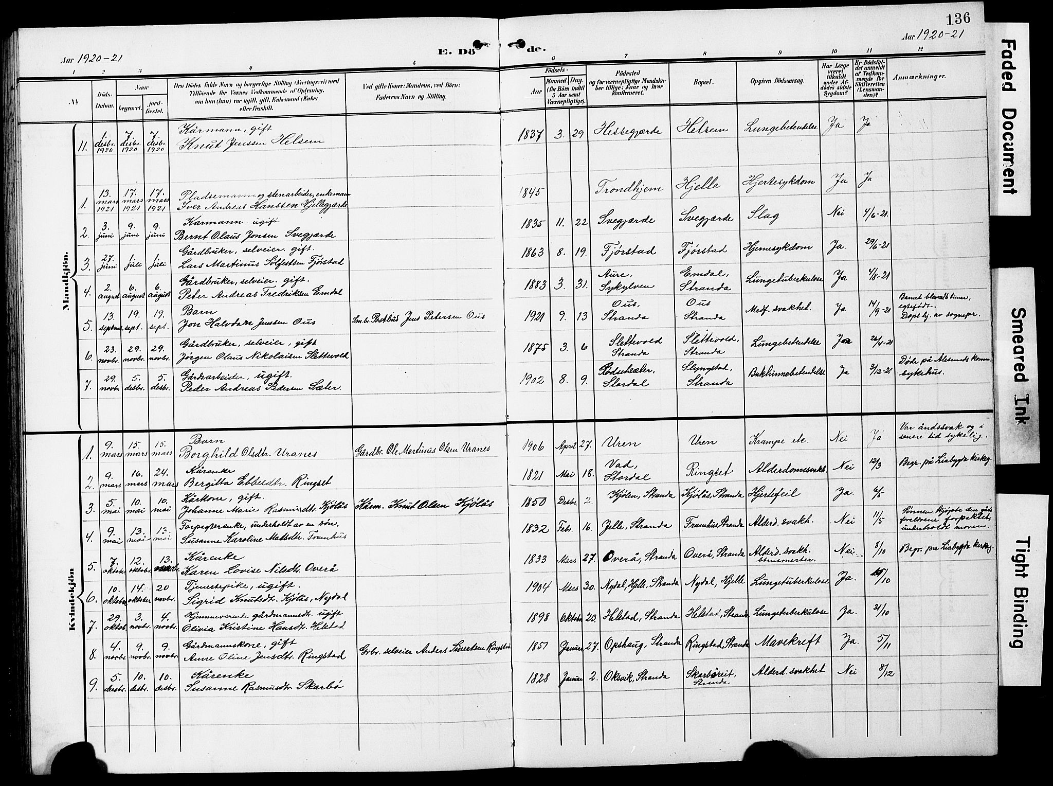 Ministerialprotokoller, klokkerbøker og fødselsregistre - Møre og Romsdal, AV/SAT-A-1454/520/L0293: Klokkerbok nr. 520C05, 1902-1923, s. 136