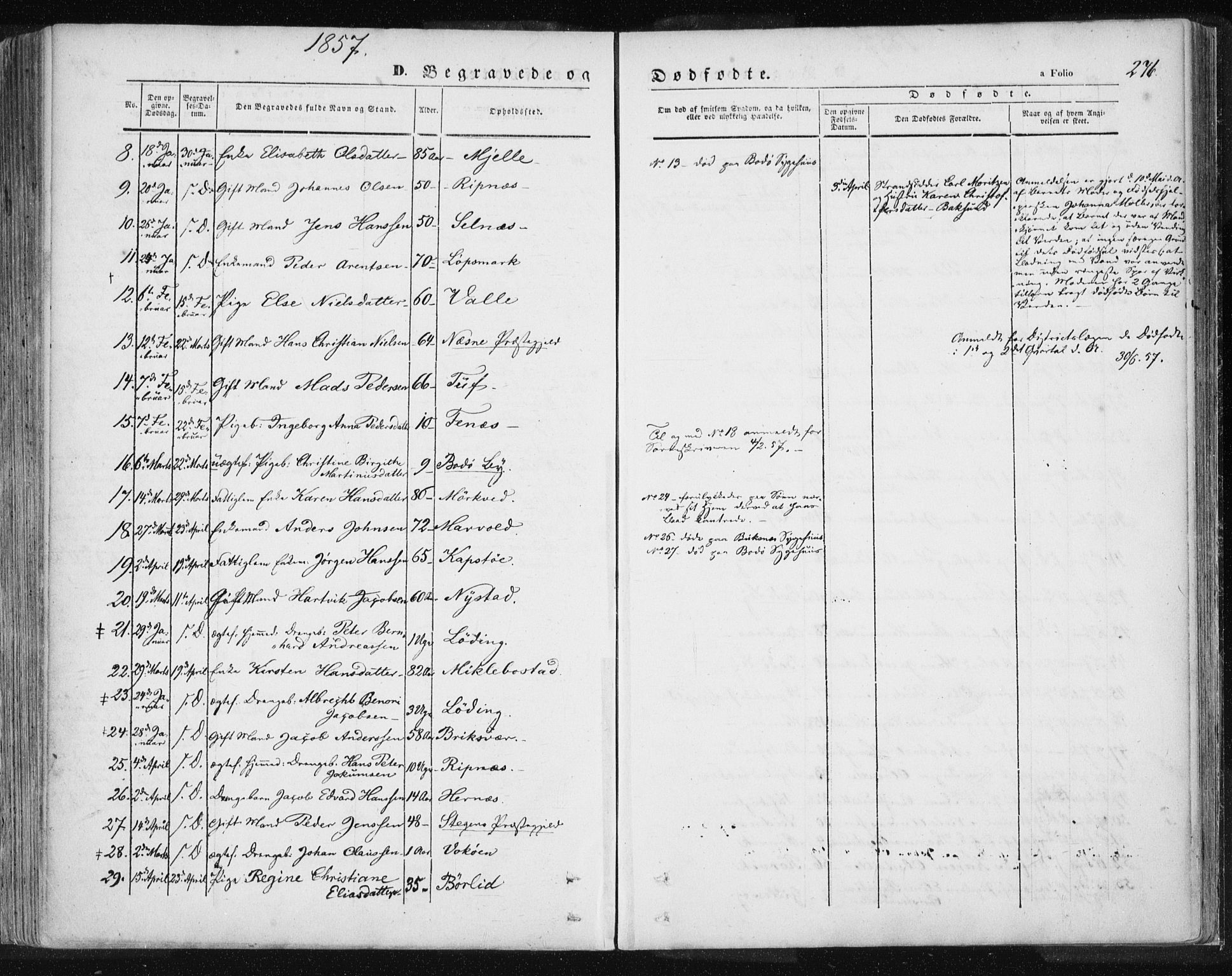 Ministerialprotokoller, klokkerbøker og fødselsregistre - Nordland, AV/SAT-A-1459/801/L0007: Ministerialbok nr. 801A07, 1845-1863, s. 276