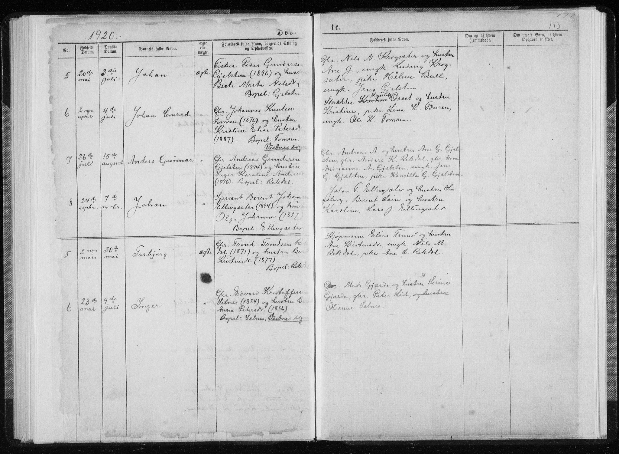 Ministerialprotokoller, klokkerbøker og fødselsregistre - Møre og Romsdal, AV/SAT-A-1454/540/L0541: Klokkerbok nr. 540C01, 1867-1920, s. 143