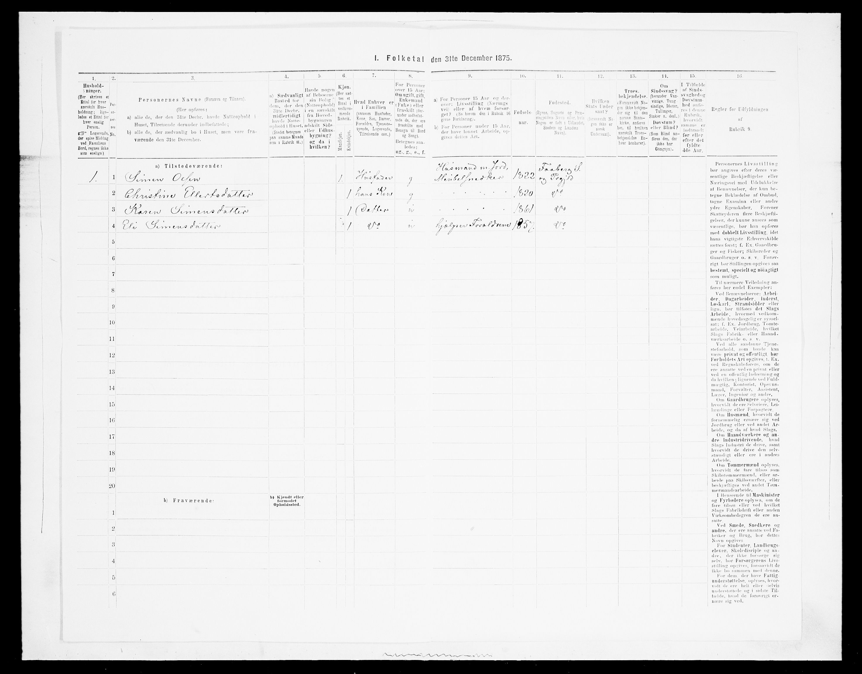 SAH, Folketelling 1875 for 0524L Fåberg prestegjeld, Fåberg sokn og Lillehammer landsokn, 1875, s. 1115