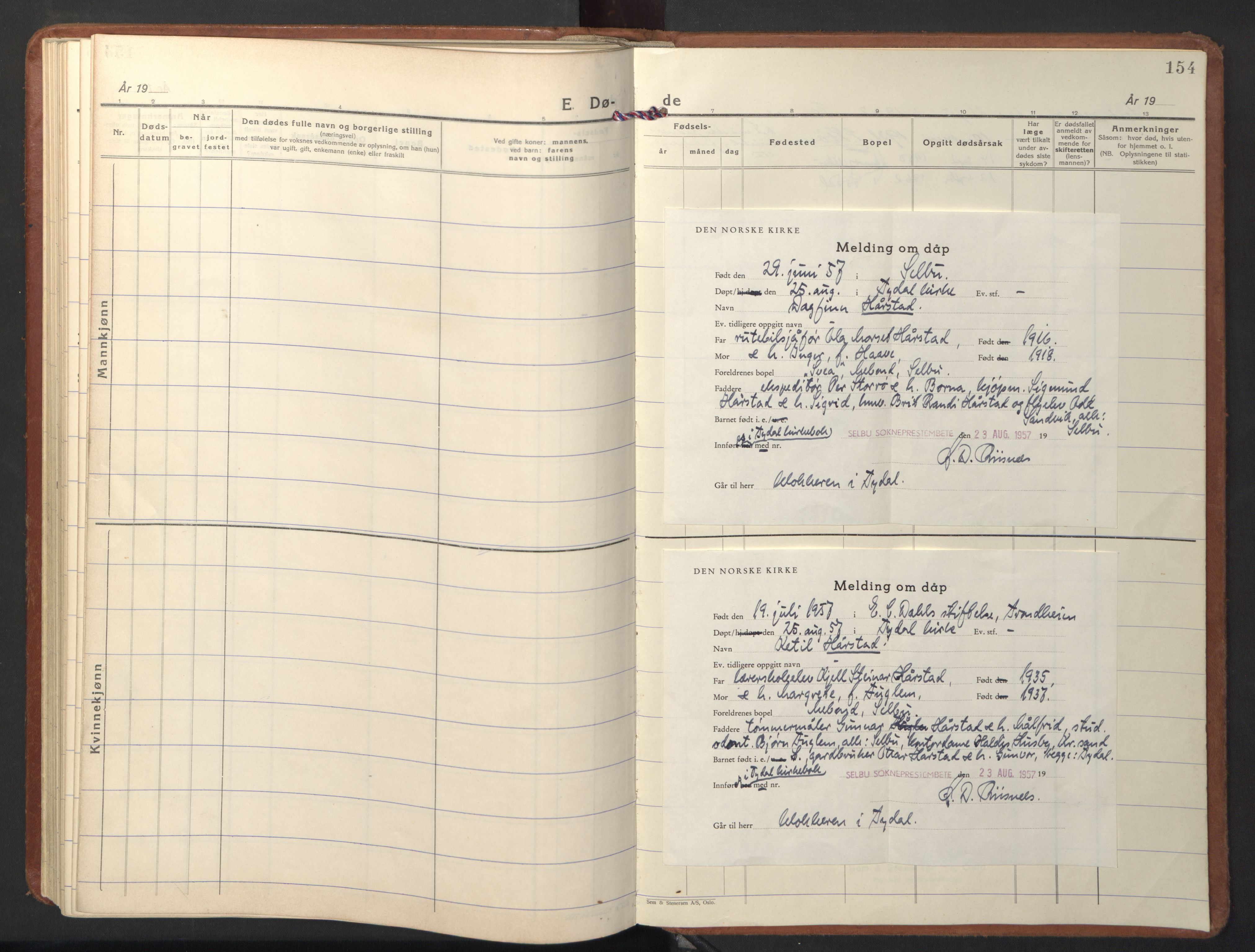 Ministerialprotokoller, klokkerbøker og fødselsregistre - Sør-Trøndelag, AV/SAT-A-1456/698/L1169: Klokkerbok nr. 698C06, 1930-1949, s. 154