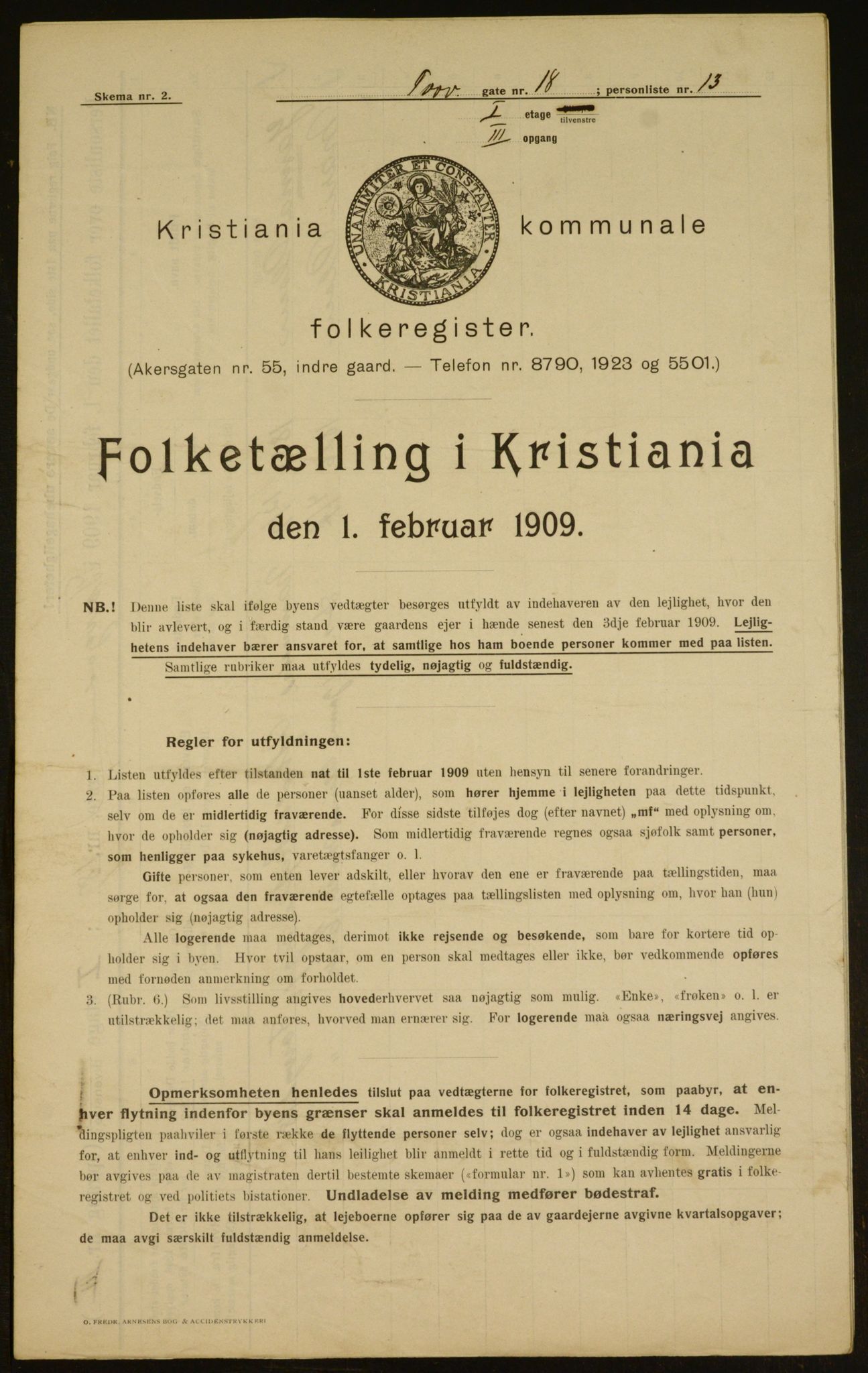 OBA, Kommunal folketelling 1.2.1909 for Kristiania kjøpstad, 1909, s. 103429