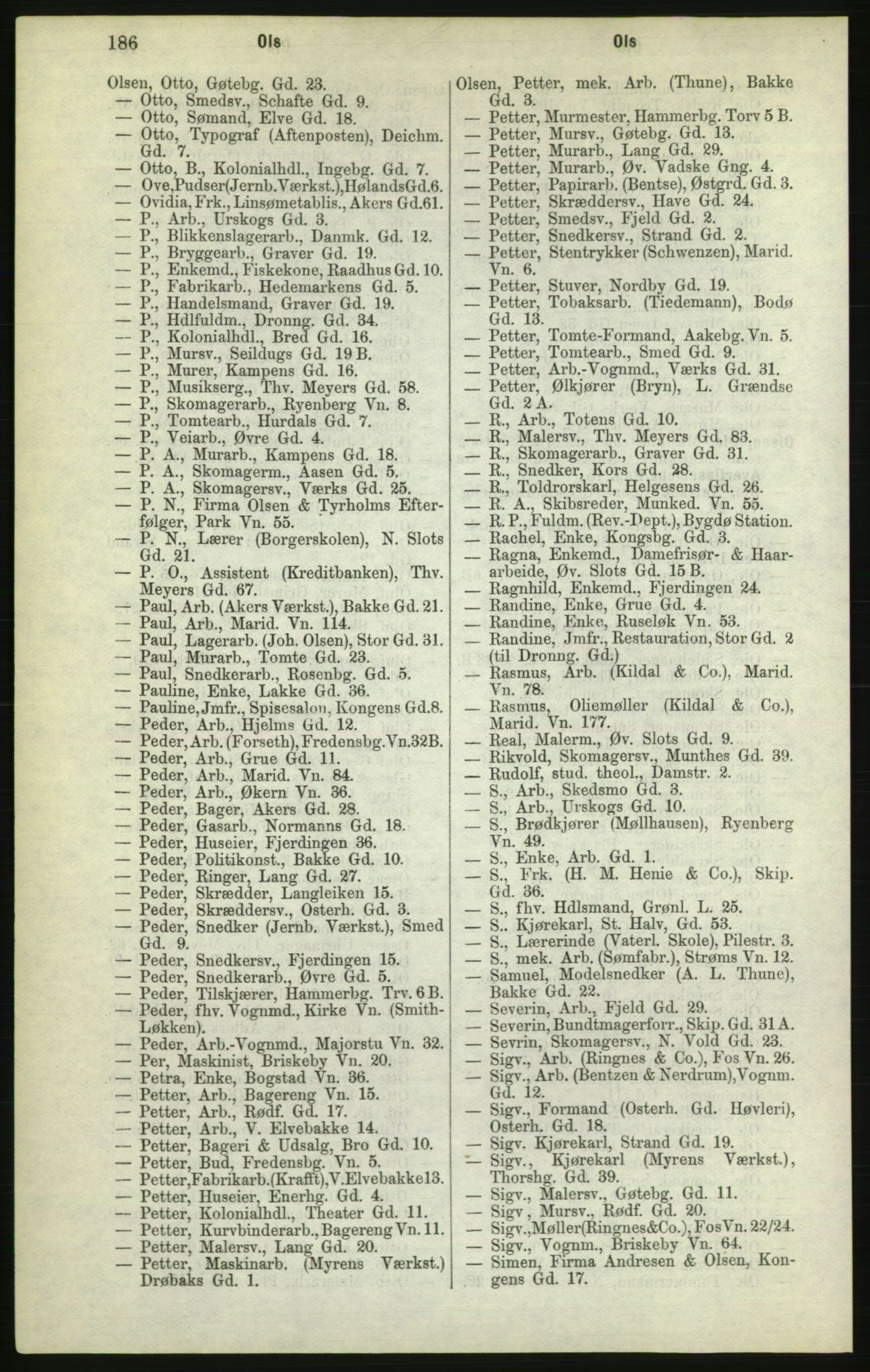 Kristiania/Oslo adressebok, PUBL/-, 1882, s. 186