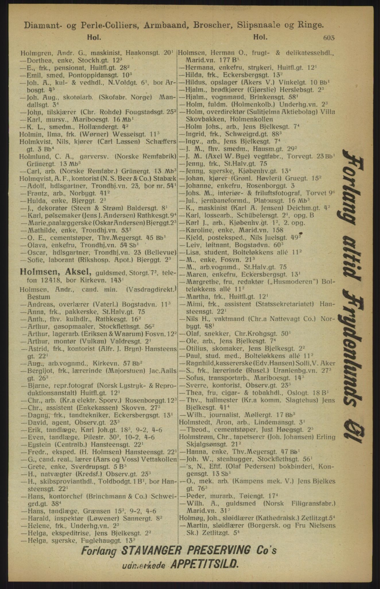 Kristiania/Oslo adressebok, PUBL/-, 1915, s. 603