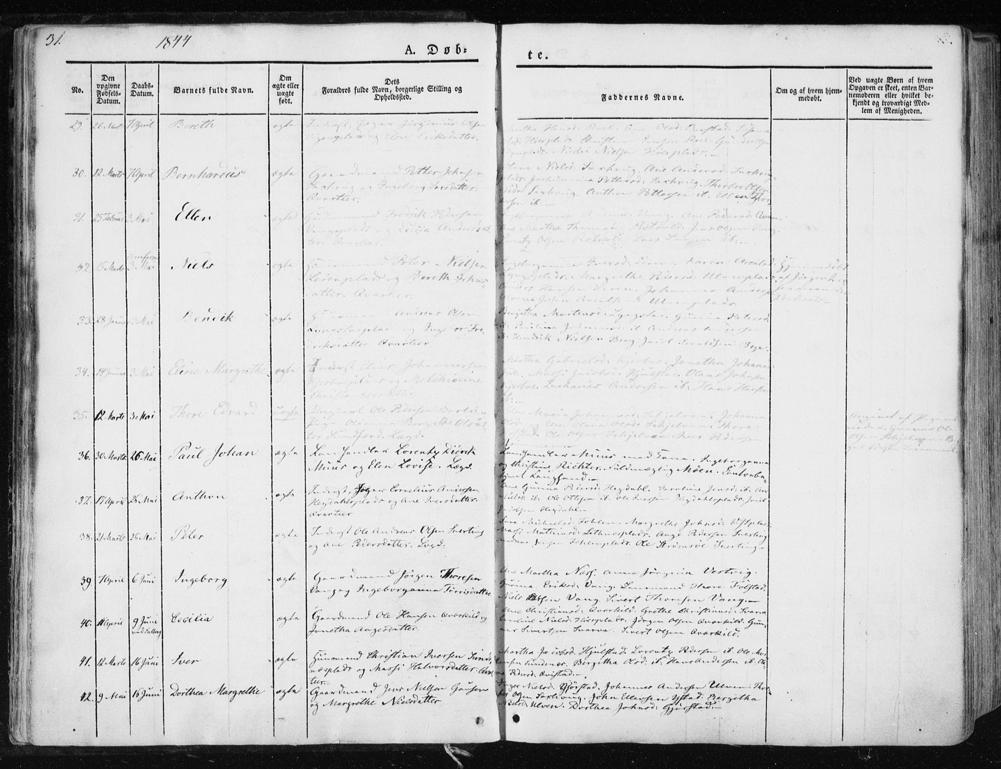 Ministerialprotokoller, klokkerbøker og fødselsregistre - Nord-Trøndelag, SAT/A-1458/730/L0280: Ministerialbok nr. 730A07 /1, 1840-1854, s. 31