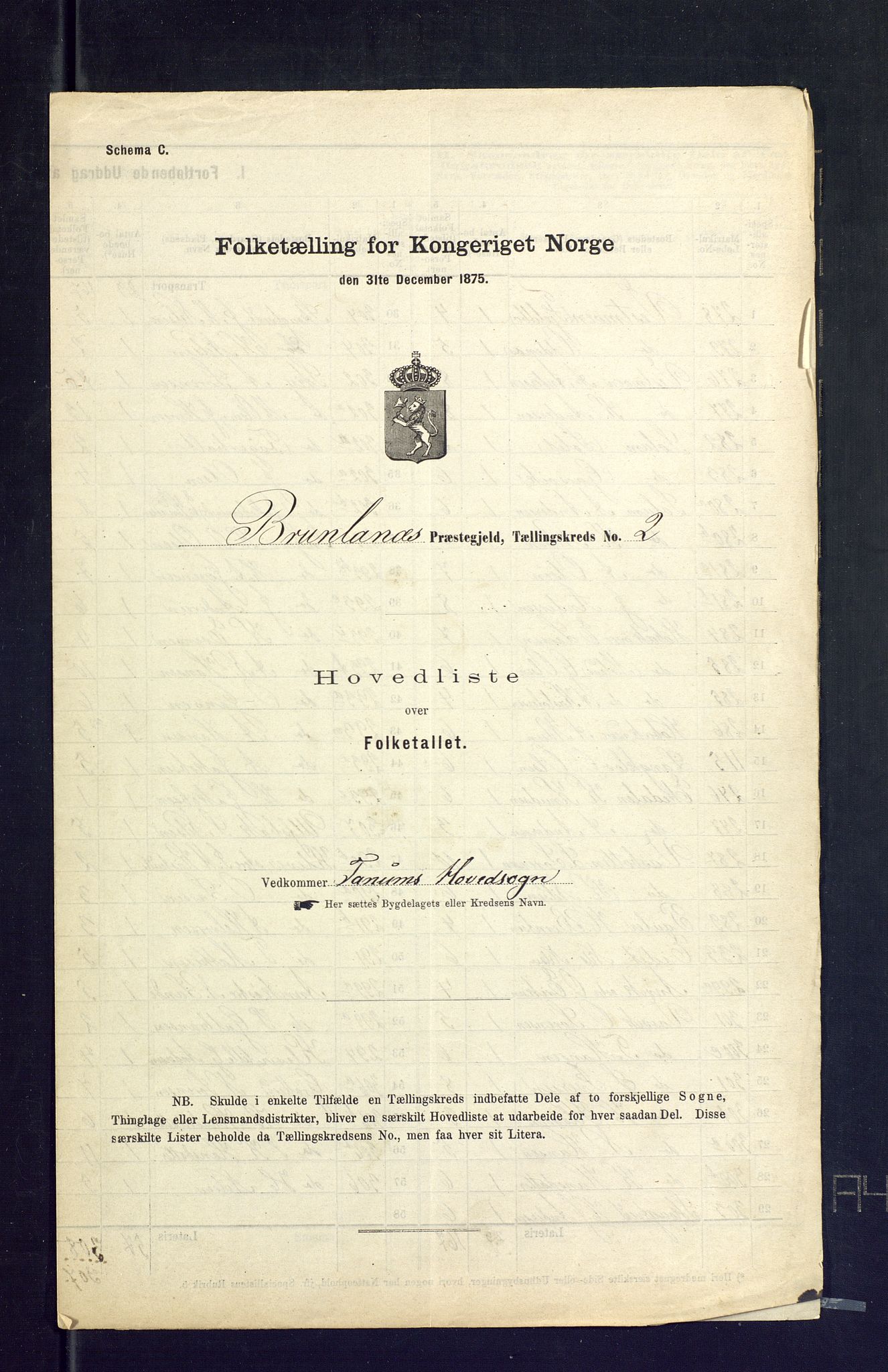 SAKO, Folketelling 1875 for 0726P Brunlanes prestegjeld, 1875, s. 6