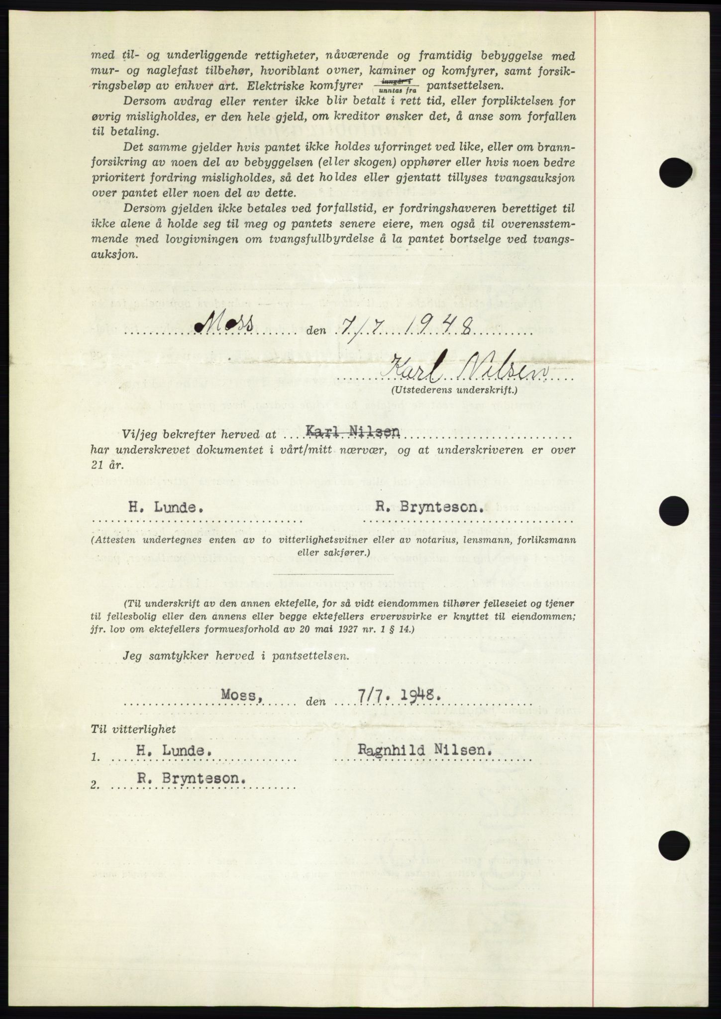 Moss sorenskriveri, AV/SAO-A-10168: Pantebok nr. B20, 1948-1948, Dagboknr: 1825/1948