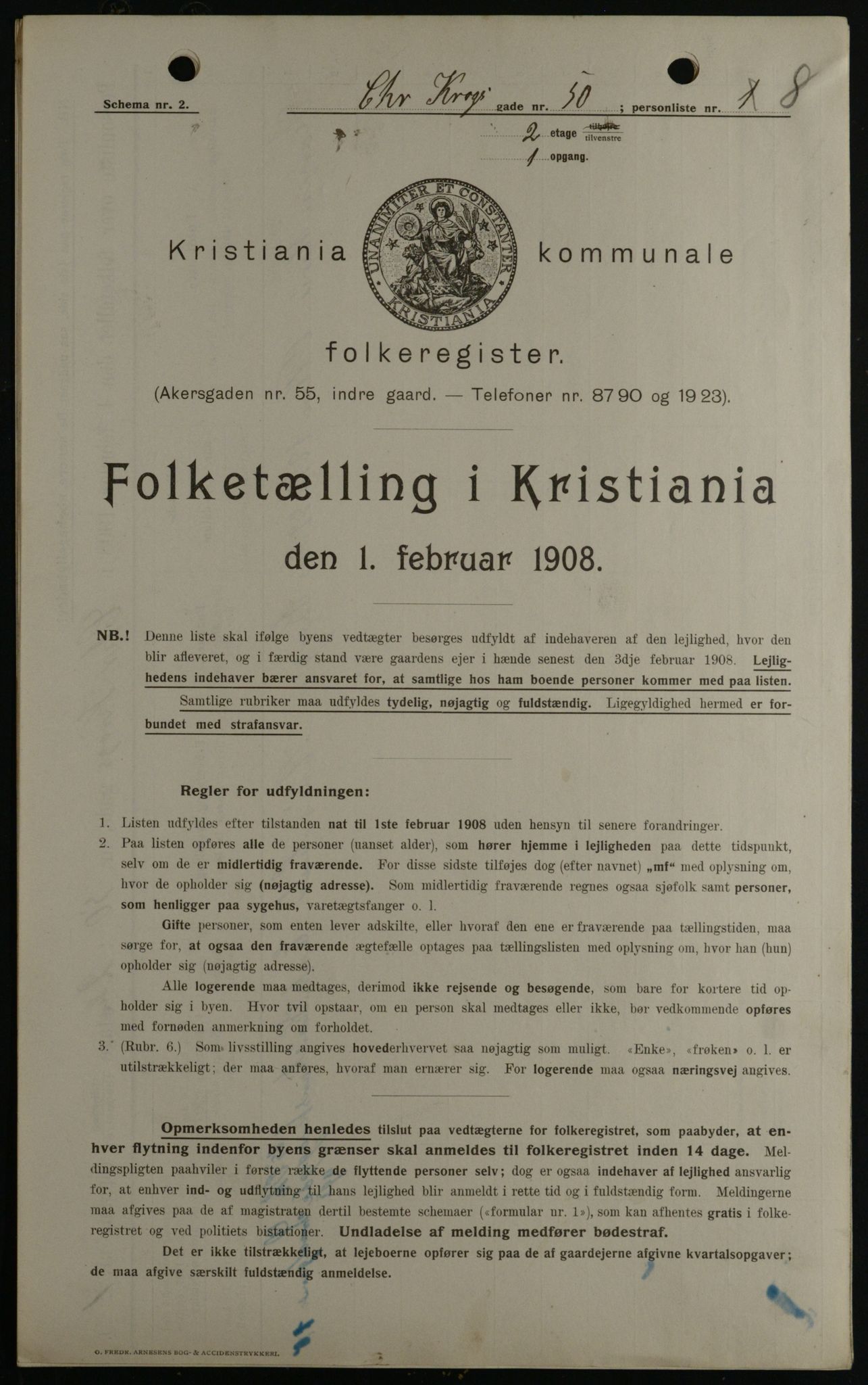 OBA, Kommunal folketelling 1.2.1908 for Kristiania kjøpstad, 1908, s. 11494