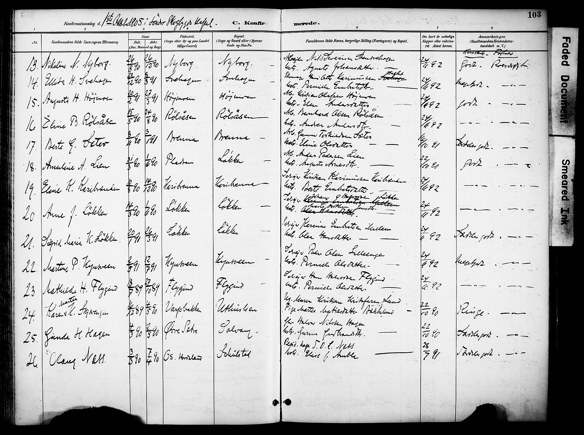Elverum prestekontor, AV/SAH-PREST-044/H/Ha/Haa/L0015: Ministerialbok nr. 15, 1893-1913, s. 103