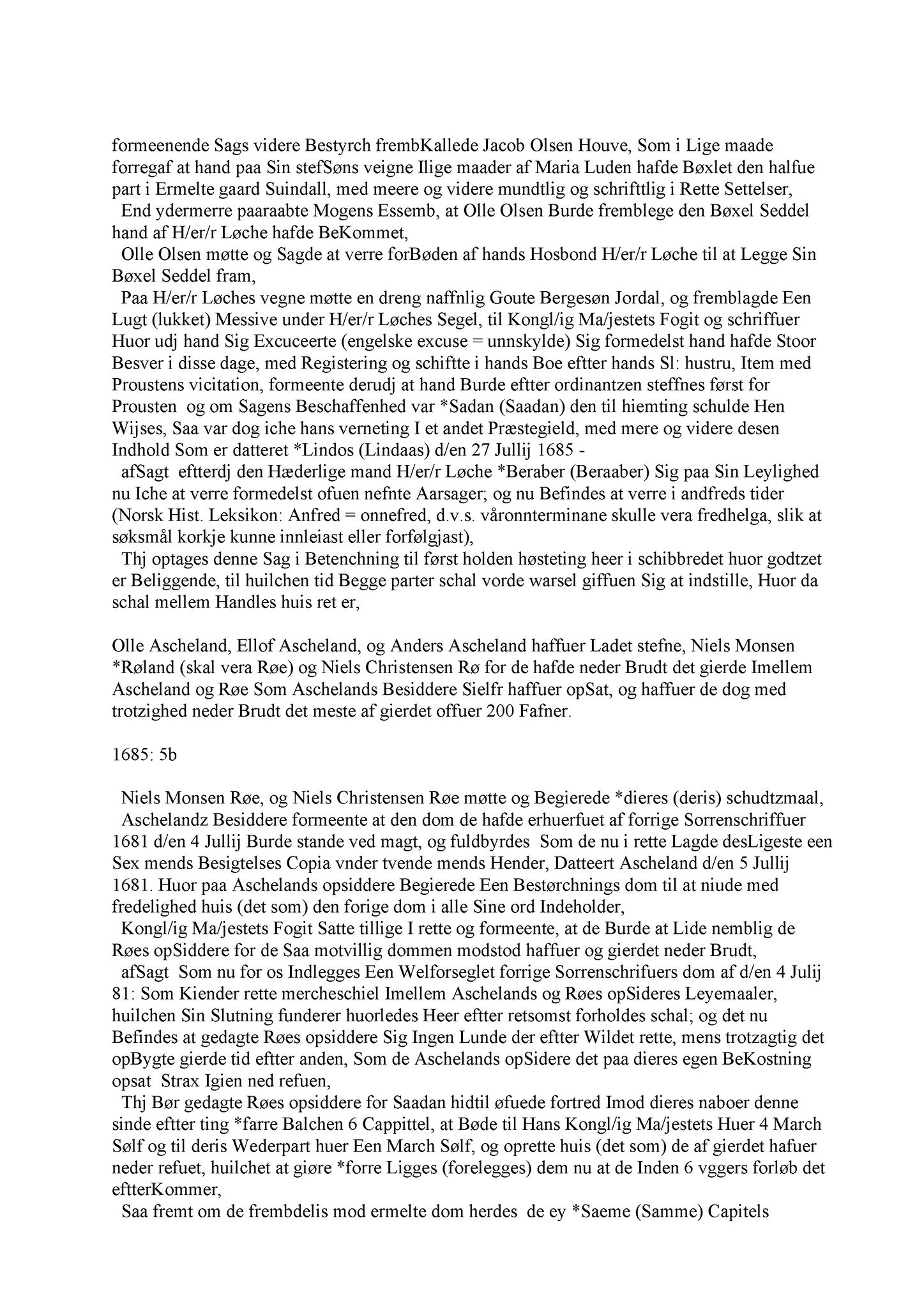 Samling av fulltekstavskrifter, SAB/FULLTEKST/A/12/0124: Nordhordland sorenskriveri, tingbok nr. A 22, 1685-1687