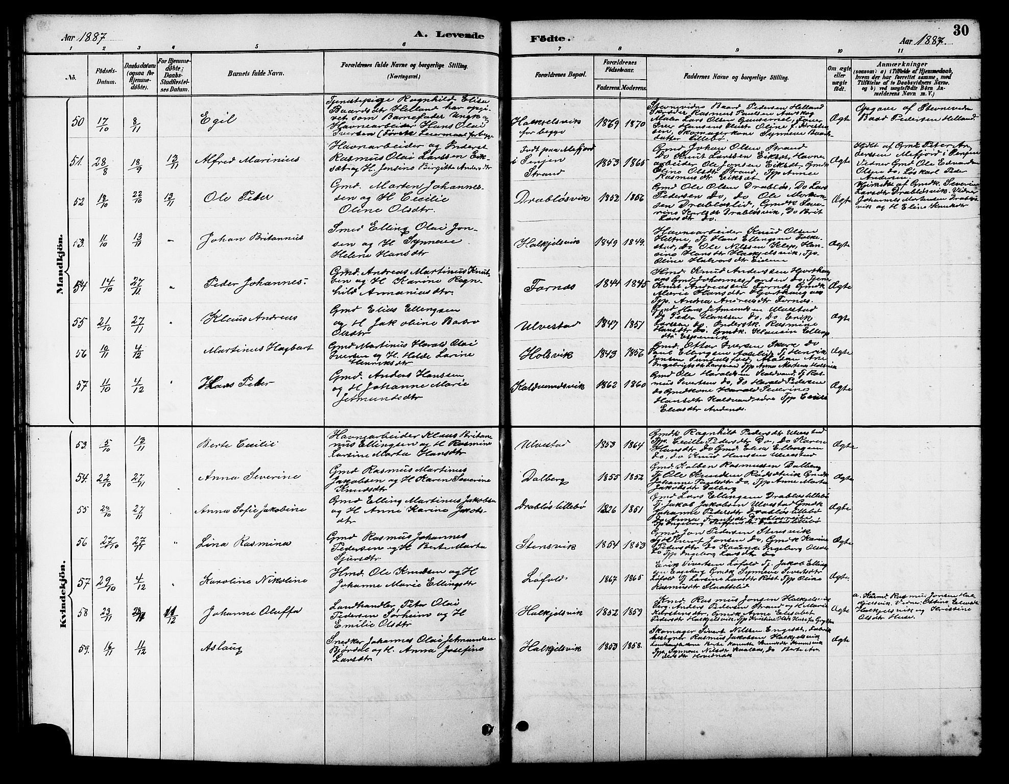 Ministerialprotokoller, klokkerbøker og fødselsregistre - Møre og Romsdal, AV/SAT-A-1454/511/L0158: Klokkerbok nr. 511C04, 1884-1903, s. 30