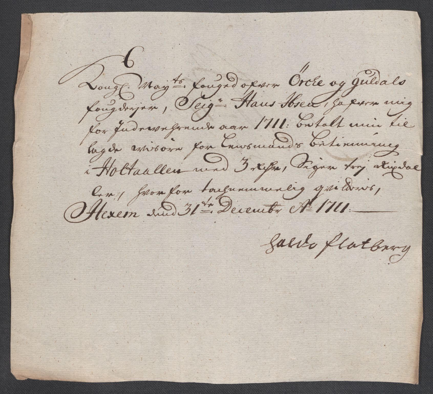 Rentekammeret inntil 1814, Reviderte regnskaper, Fogderegnskap, AV/RA-EA-4092/R60/L3962: Fogderegnskap Orkdal og Gauldal, 1711, s. 327