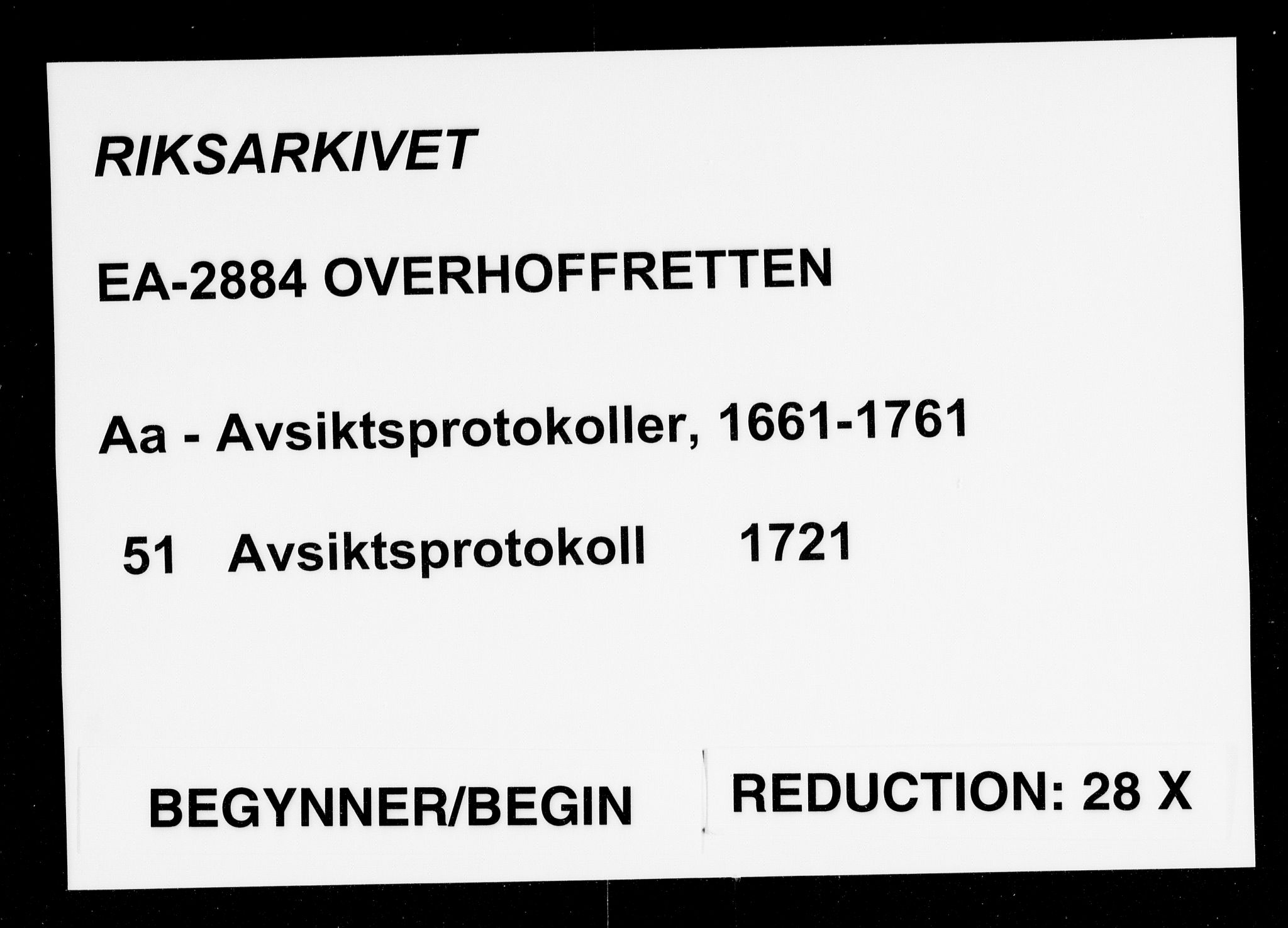 Overhoffretten 1667-1797, RA/EA-2884/Aa/L0051: Avsiktsprotokoll, 1721