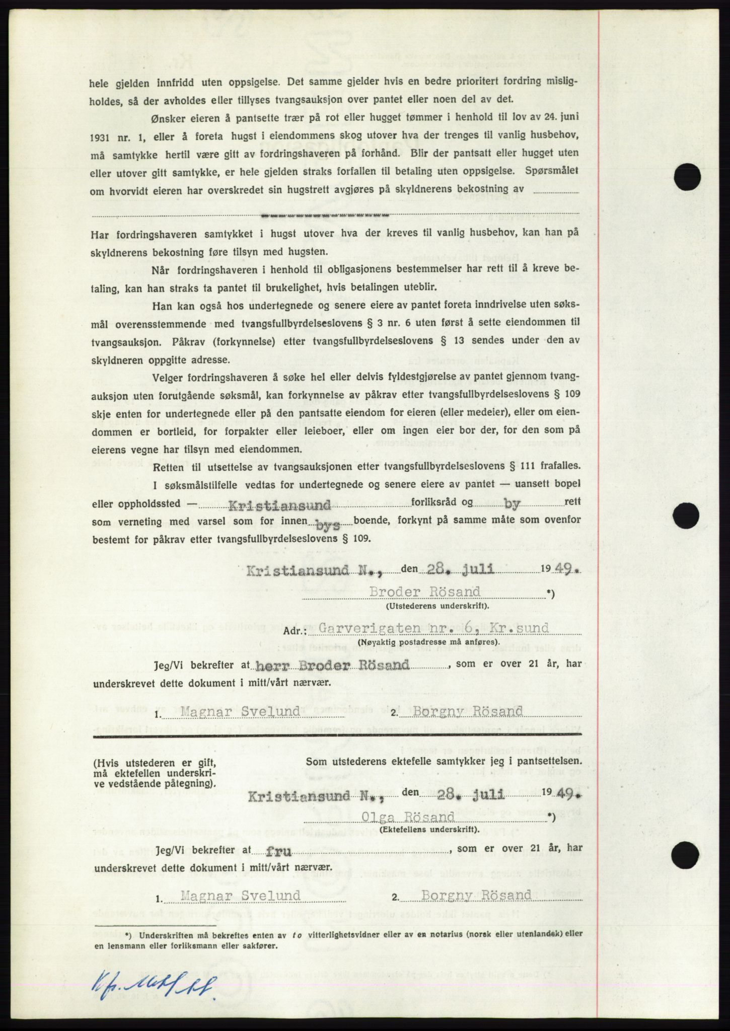 Nordmøre sorenskriveri, AV/SAT-A-4132/1/2/2Ca: Pantebok nr. B102, 1949-1949, Dagboknr: 2233/1949