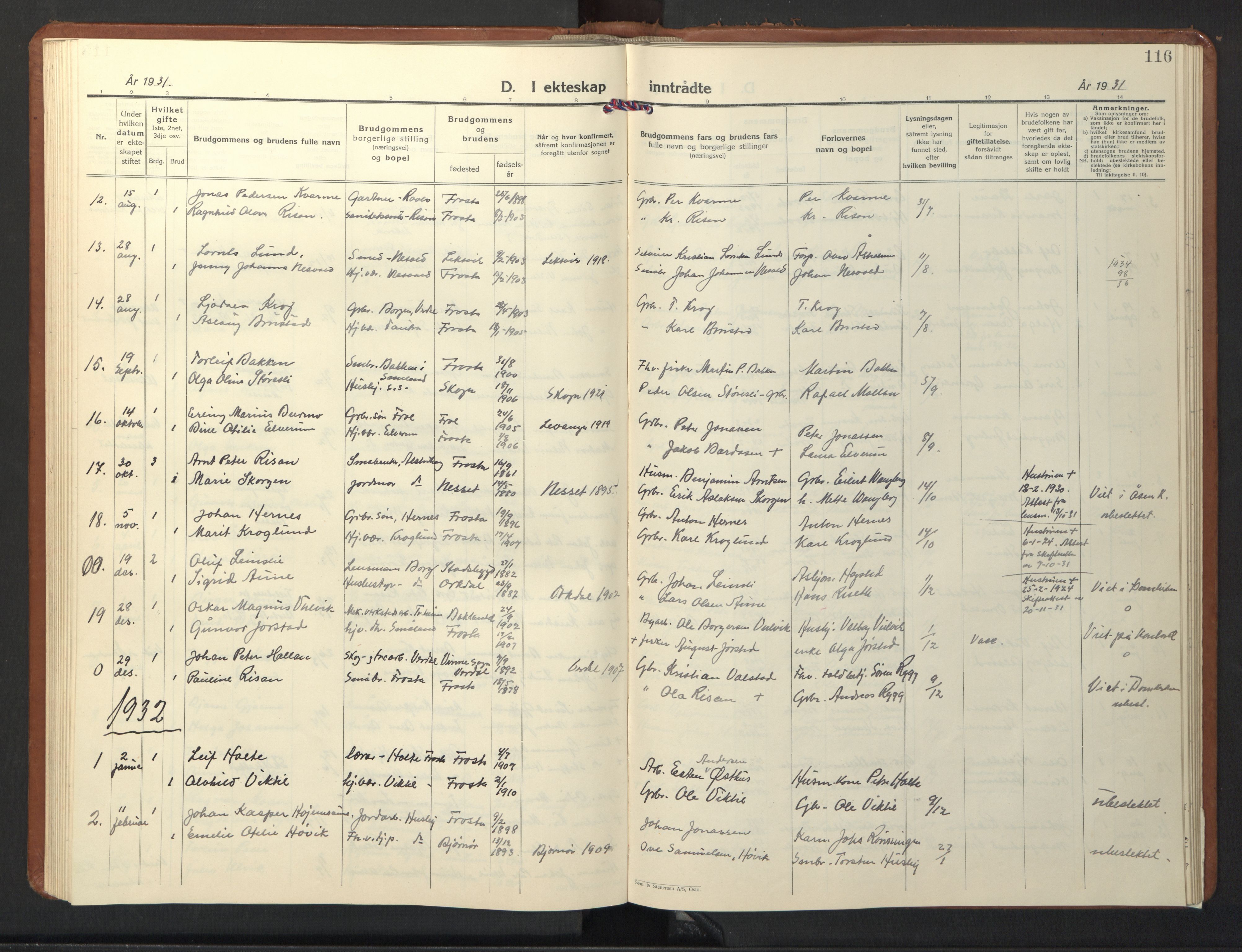 Ministerialprotokoller, klokkerbøker og fødselsregistre - Nord-Trøndelag, AV/SAT-A-1458/713/L0125: Klokkerbok nr. 713C02, 1931-1941, s. 116