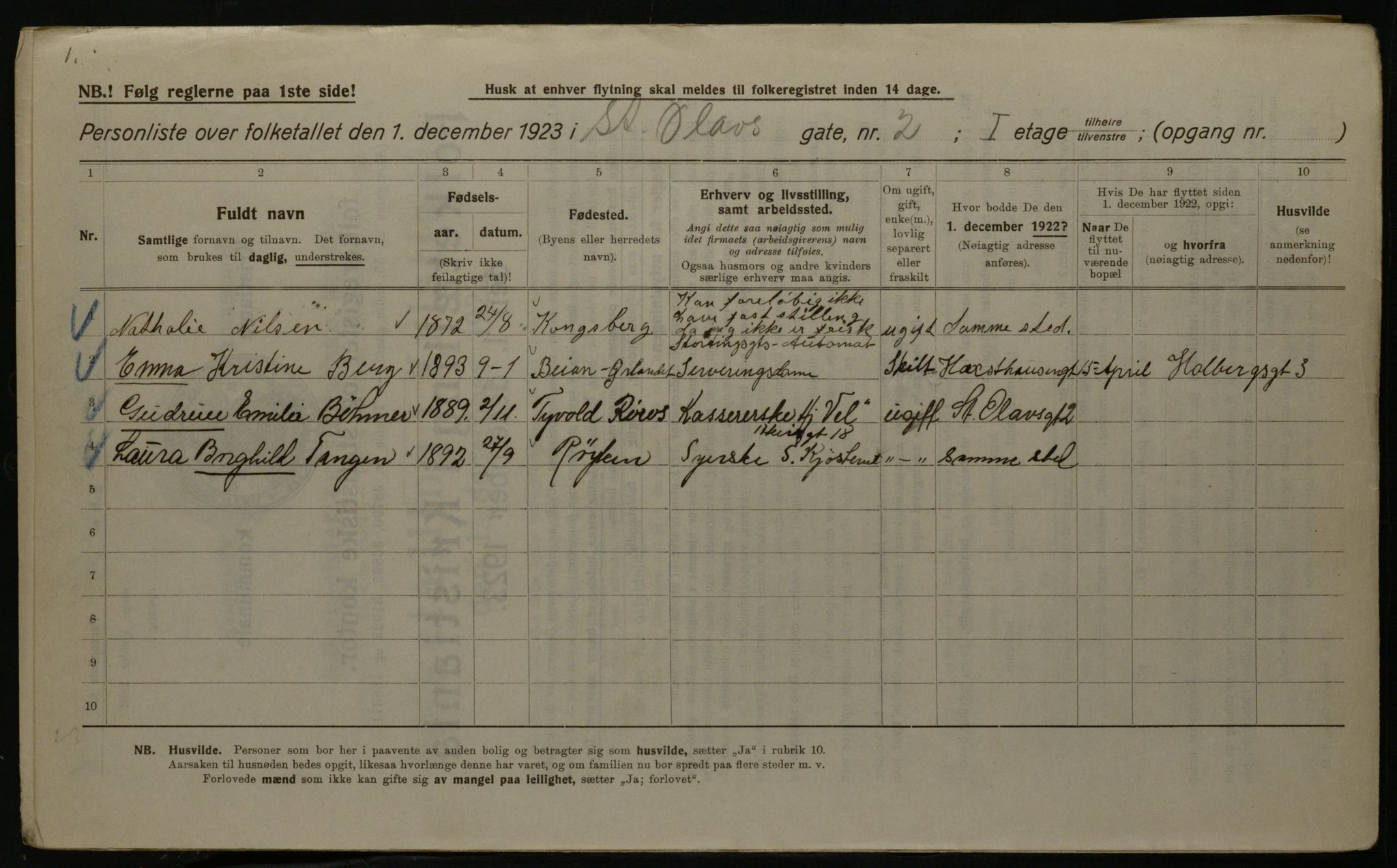 OBA, Kommunal folketelling 1.12.1923 for Kristiania, 1923, s. 97251