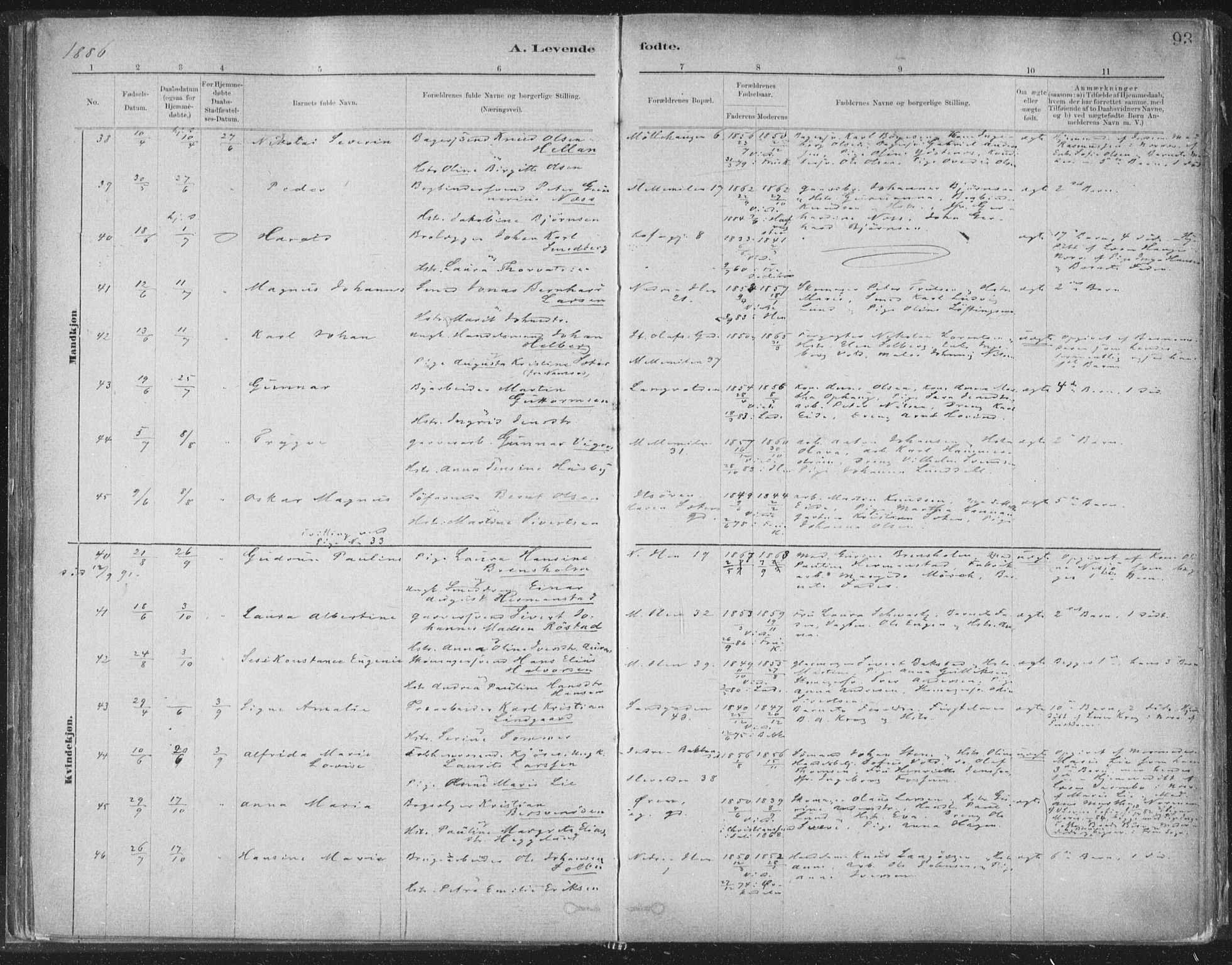 Ministerialprotokoller, klokkerbøker og fødselsregistre - Sør-Trøndelag, SAT/A-1456/603/L0162: Ministerialbok nr. 603A01, 1879-1895, s. 93