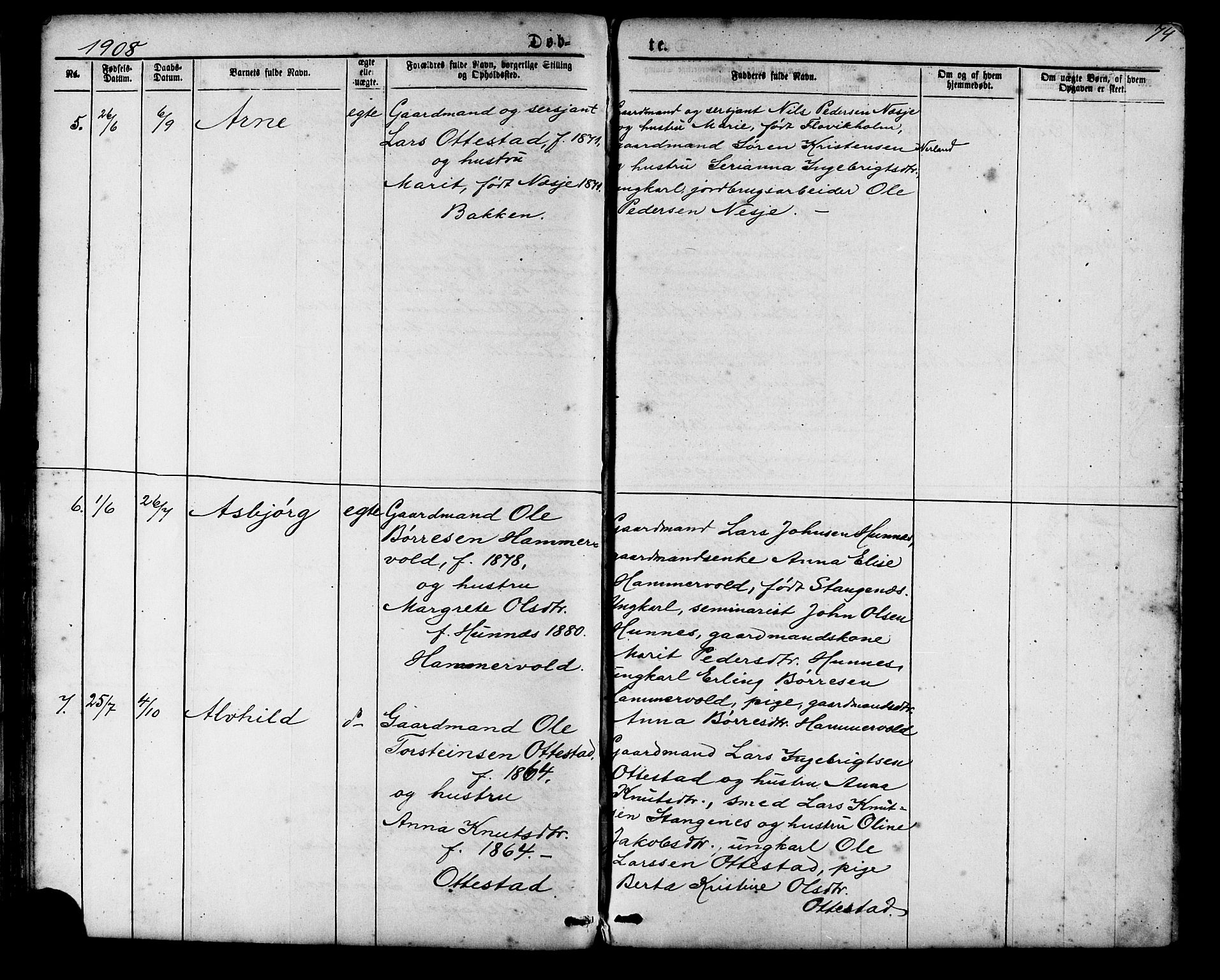 Ministerialprotokoller, klokkerbøker og fødselsregistre - Møre og Romsdal, AV/SAT-A-1454/548/L0614: Klokkerbok nr. 548C02, 1867-1917, s. 74