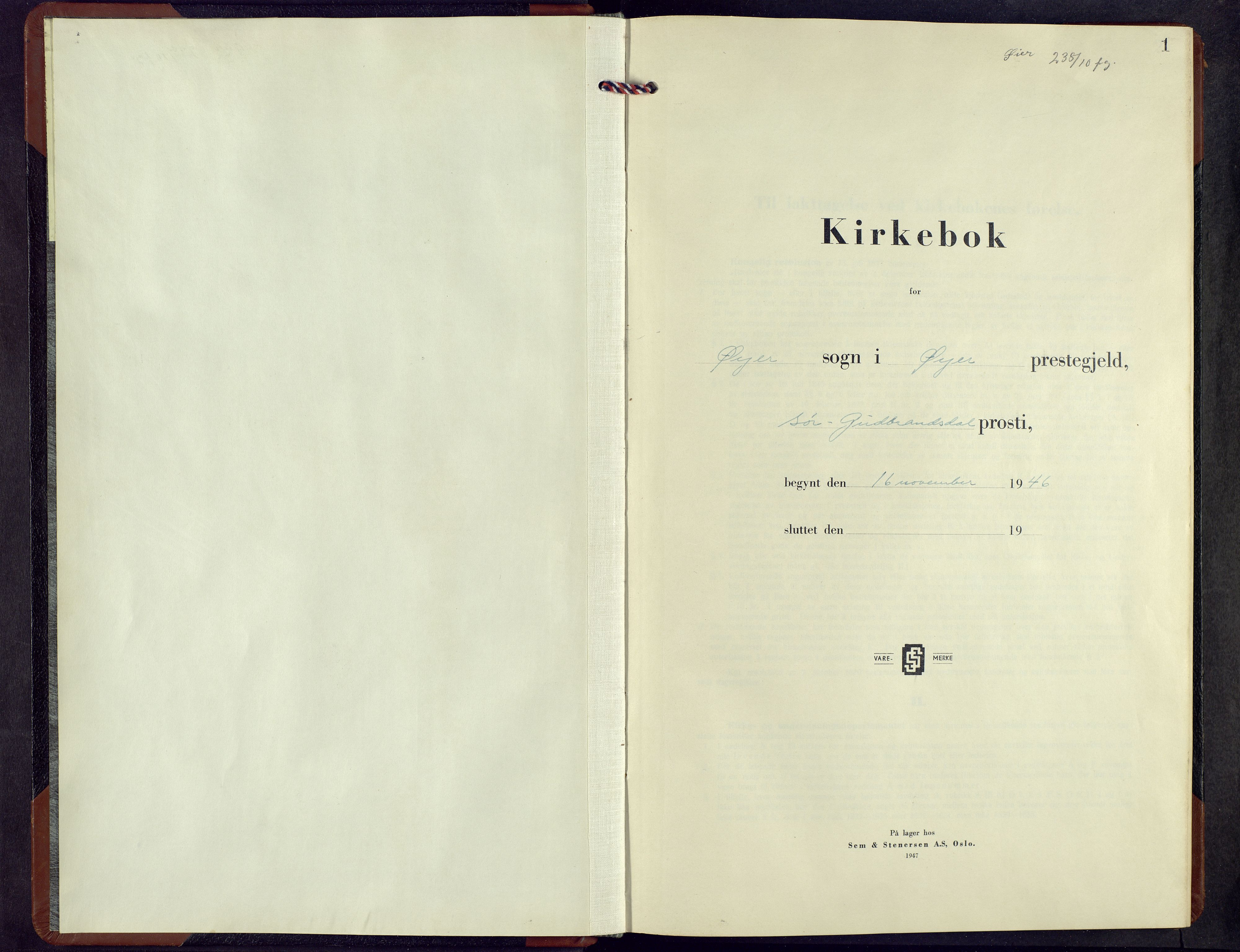 Øyer prestekontor, AV/SAH-PREST-084/H/Ha/Hab/L0010: Klokkerbok nr. 10, 1946-1968, s. 1