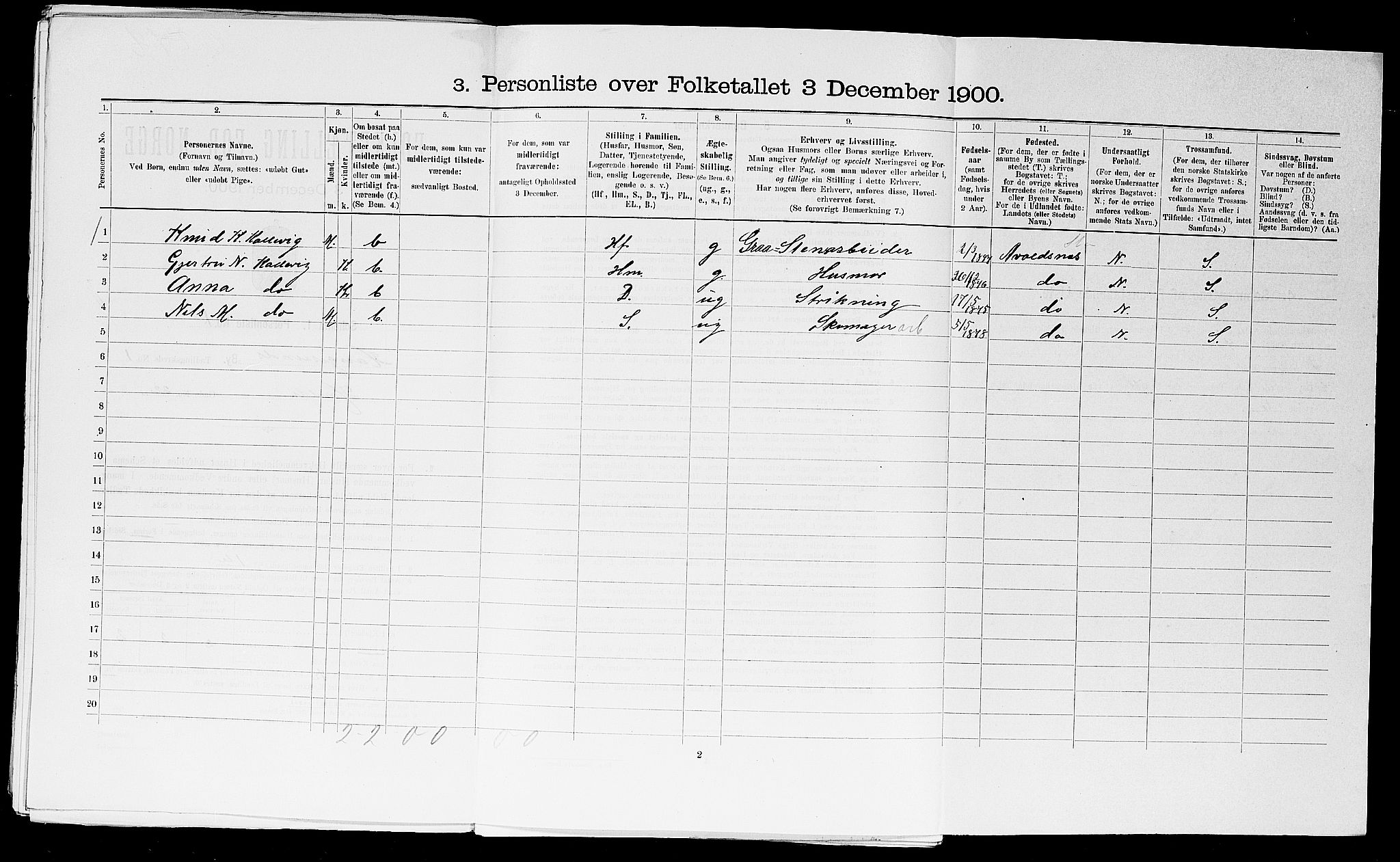 SAST, Folketelling 1900 for 1106 Haugesund kjøpstad, 1900, s. 352