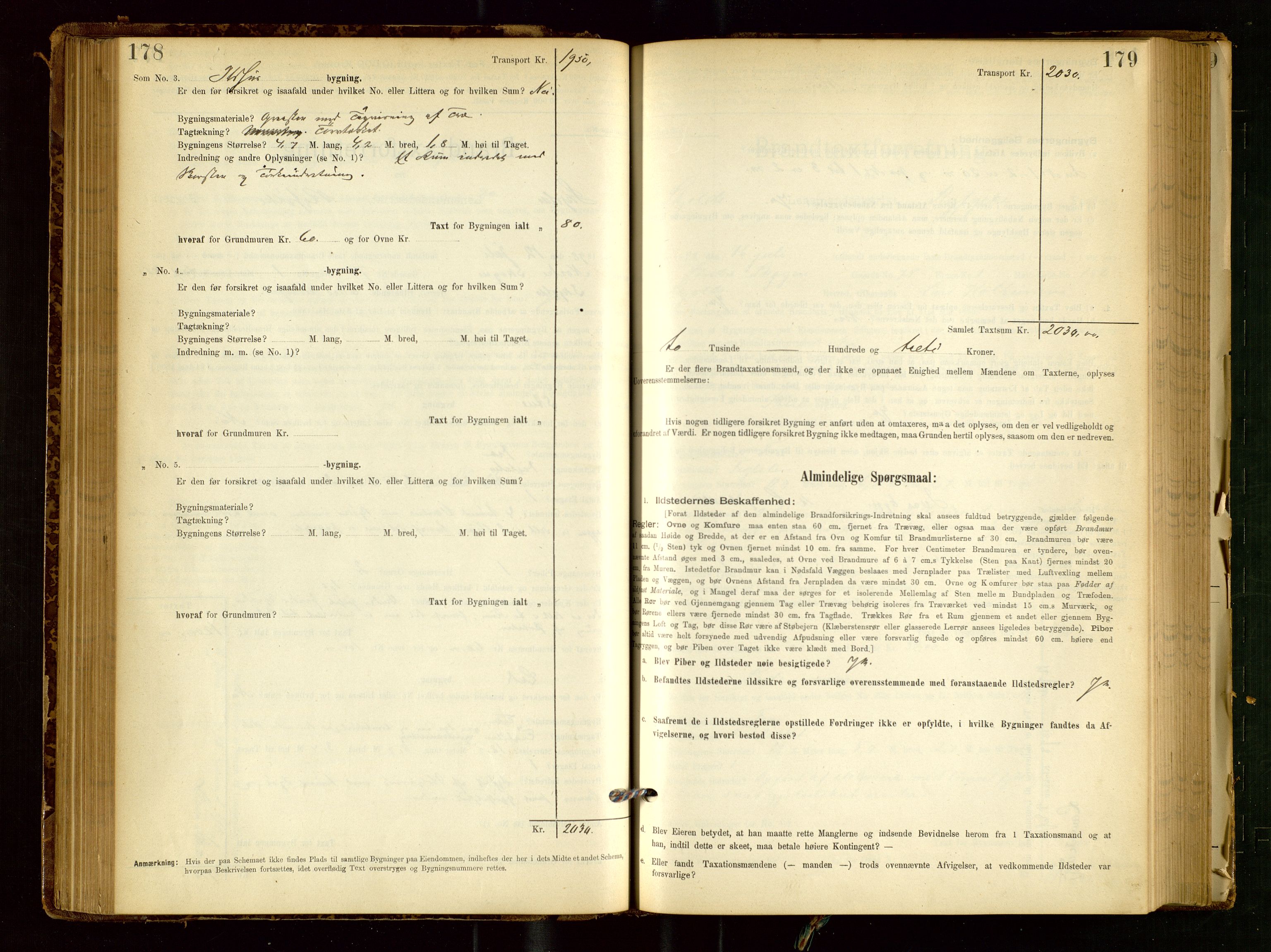 Skjold lensmannskontor, AV/SAST-A-100182/Gob/L0001: "Brandtaxationsprotokol for Skjold Lensmandsdistrikt Ryfylke Fogderi", 1894-1939, s. 178-179