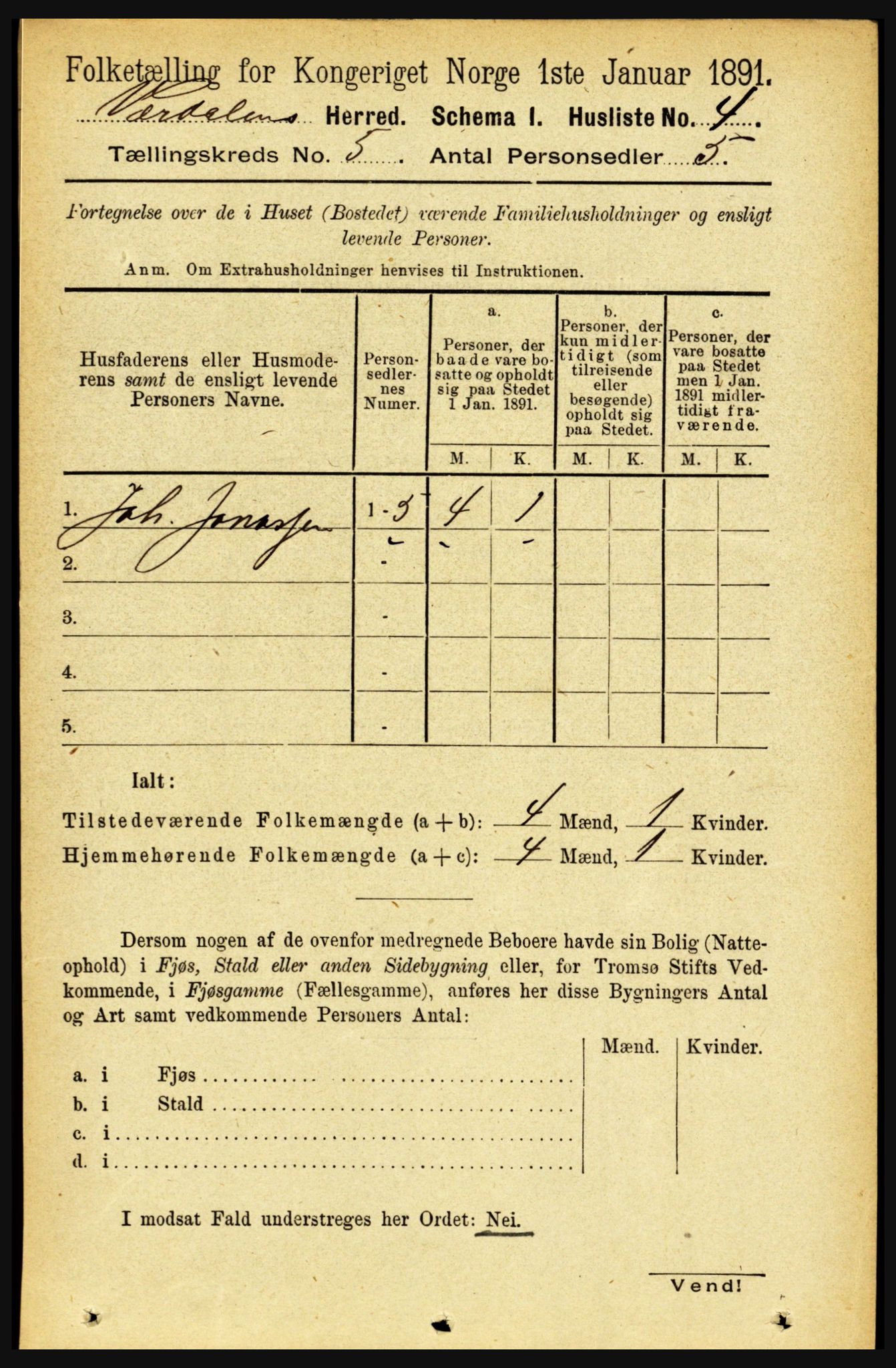RA, Folketelling 1891 for 1721 Verdal herred, 1891, s. 2903