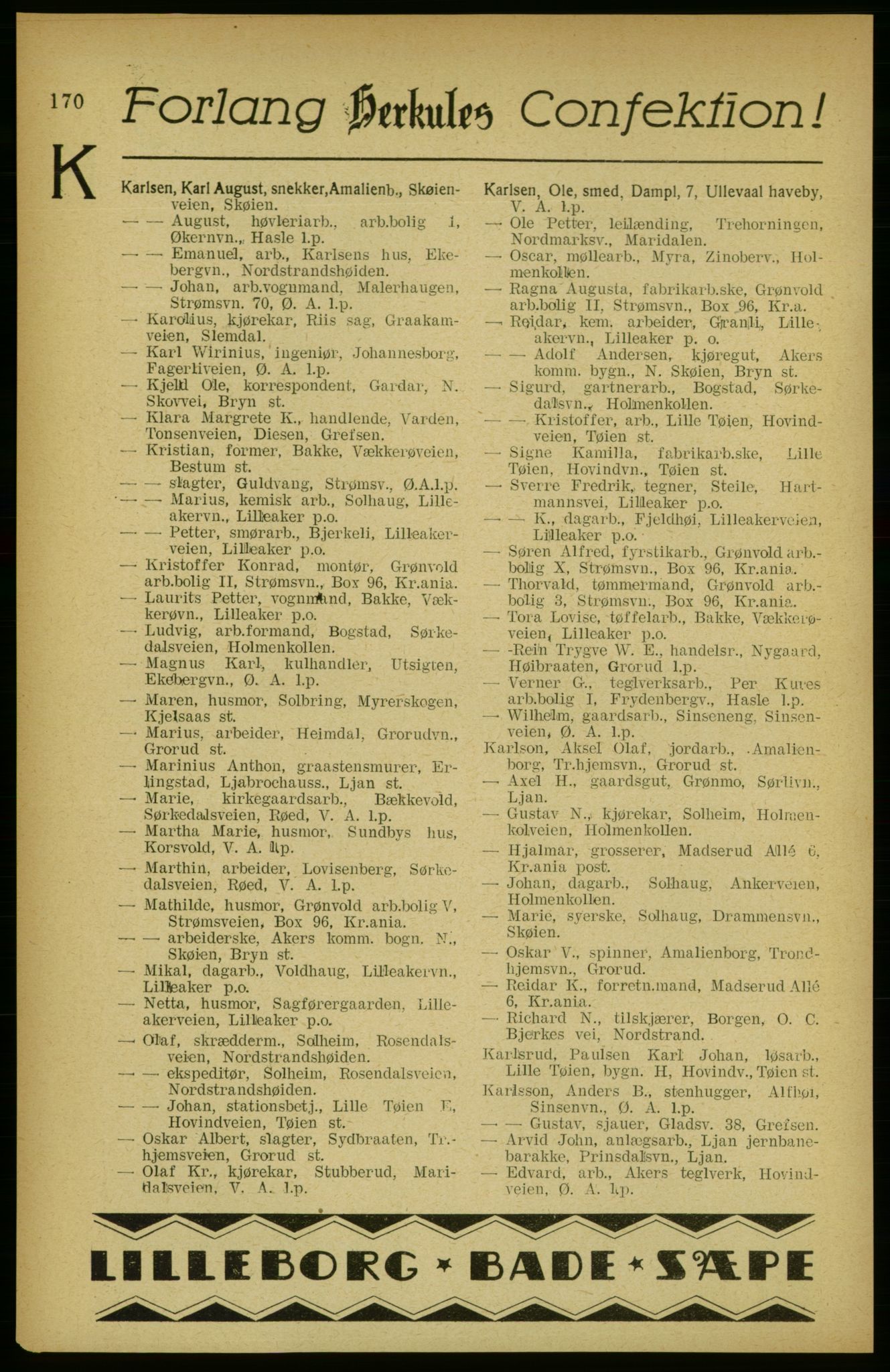 Aker adressebok/adressekalender, PUBL/001/A/002: Akers adressekalender, 1922, s. 170