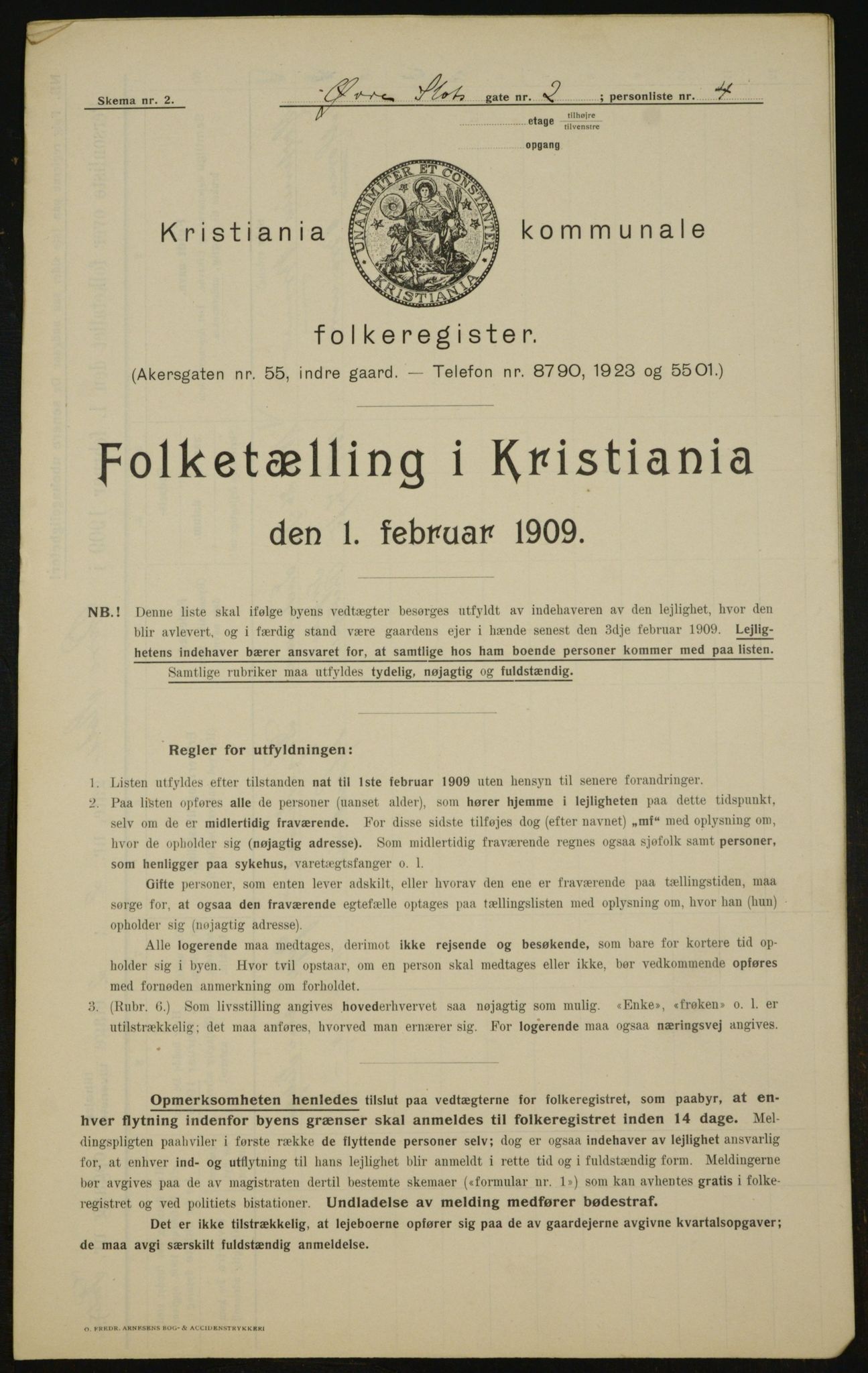 OBA, Kommunal folketelling 1.2.1909 for Kristiania kjøpstad, 1909, s. 117843