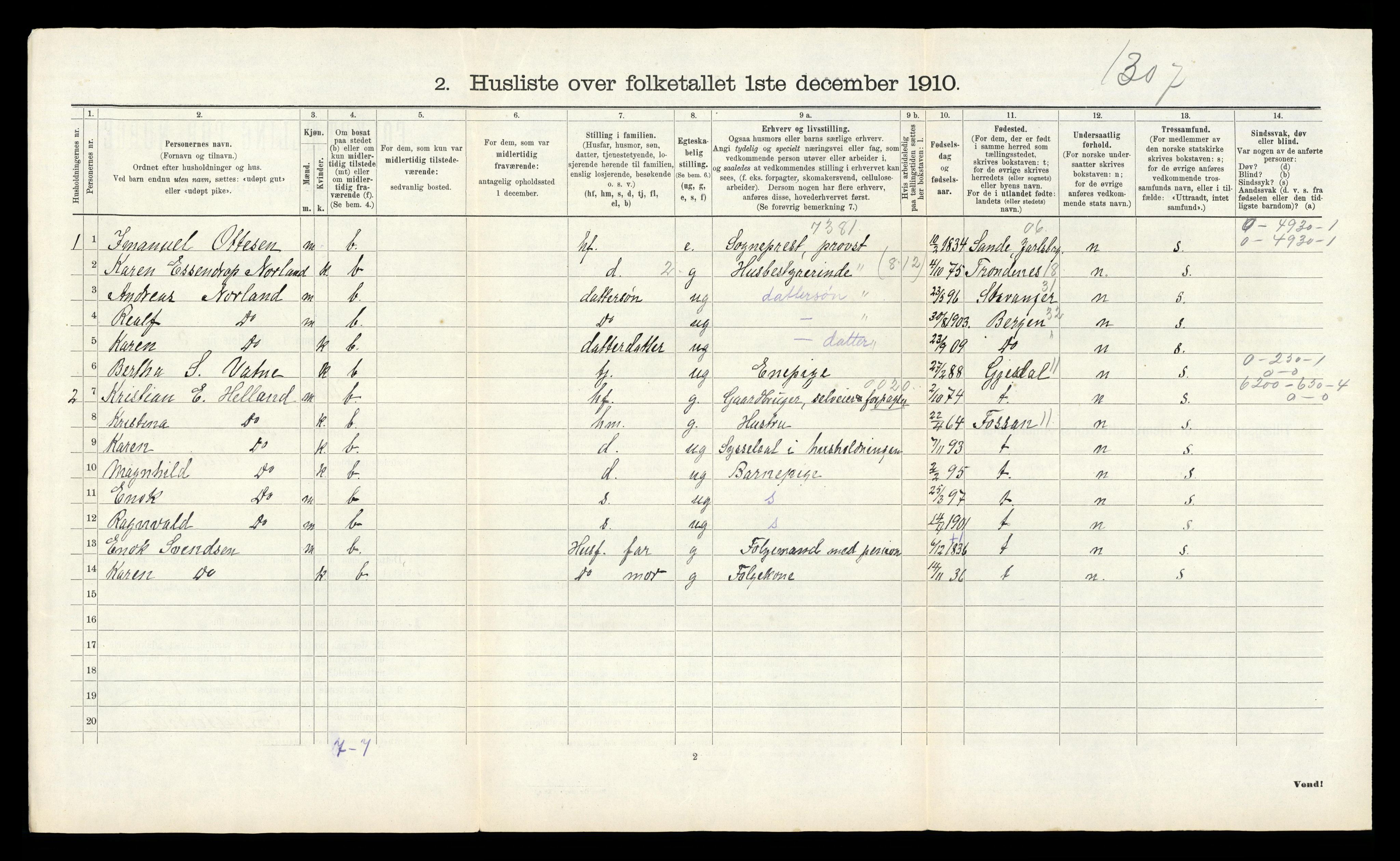 RA, Folketelling 1910 for 1123 Høyland herred, 1910, s. 495