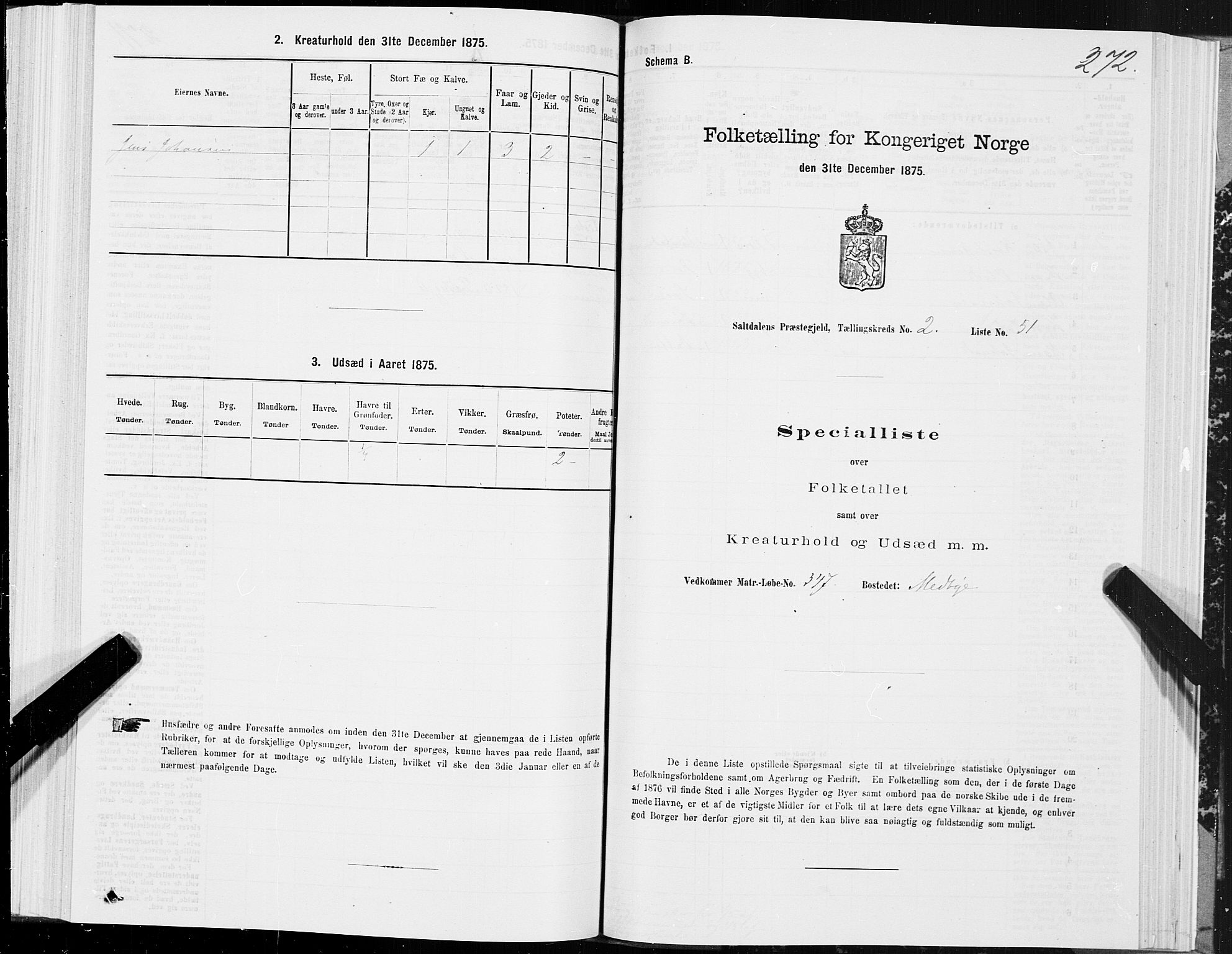 SAT, Folketelling 1875 for 1840P Saltdal prestegjeld, 1875, s. 1272