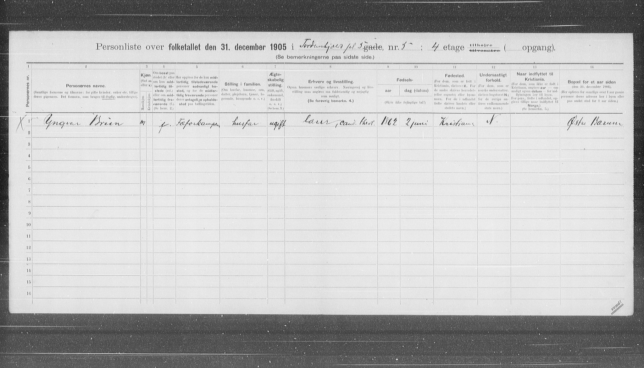 OBA, Kommunal folketelling 31.12.1905 for Kristiania kjøpstad, 1905, s. 59779
