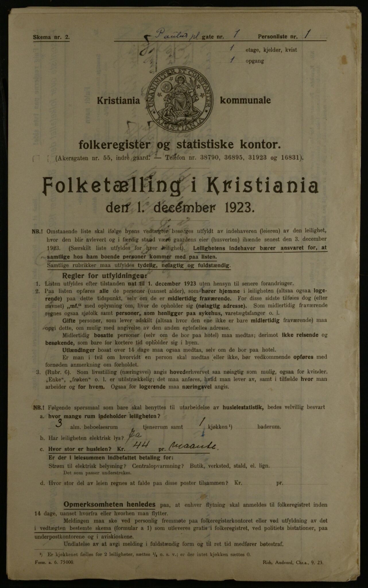 OBA, Kommunal folketelling 1.12.1923 for Kristiania, 1923, s. 86584