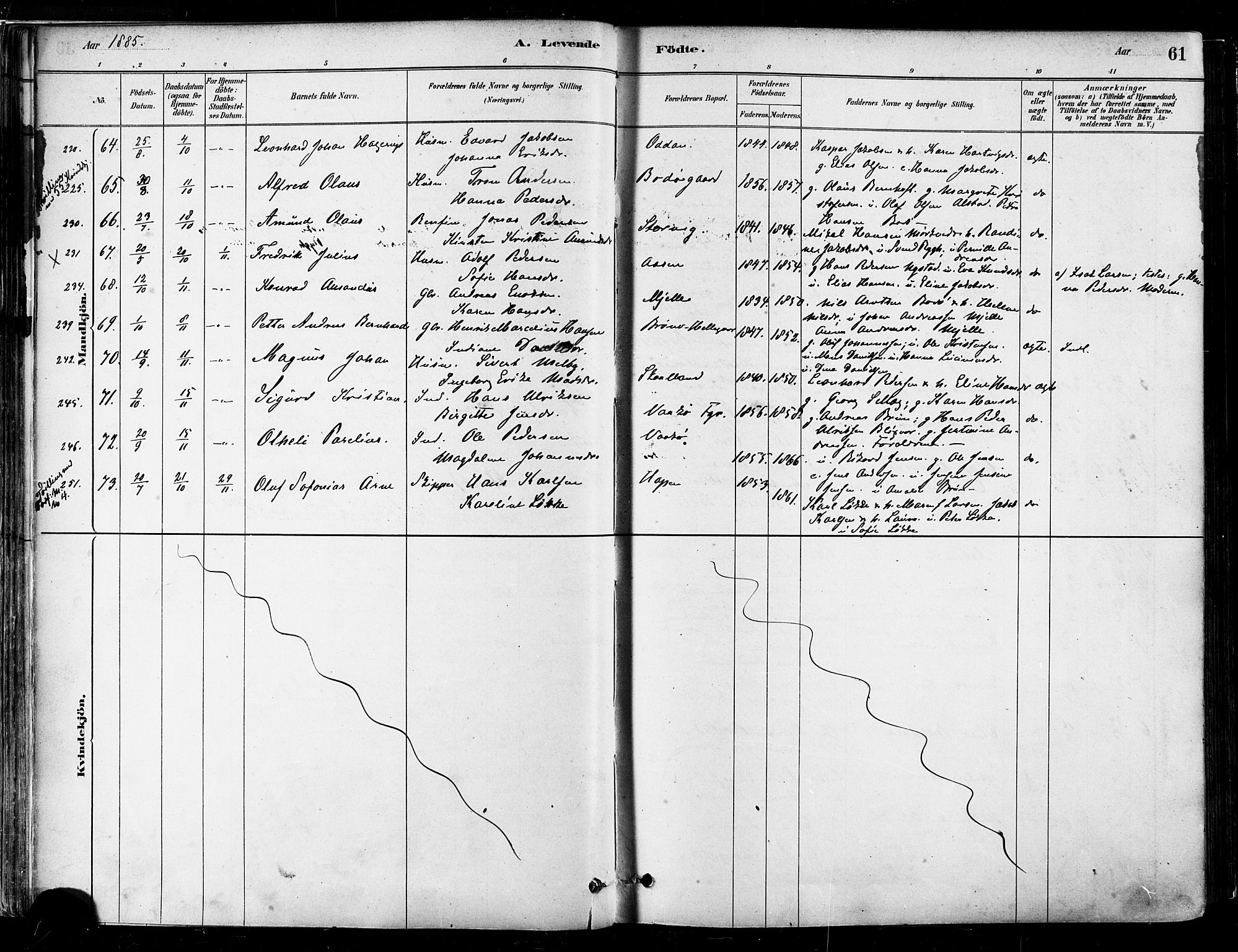 Ministerialprotokoller, klokkerbøker og fødselsregistre - Nordland, AV/SAT-A-1459/802/L0054: Ministerialbok nr. 802A01, 1879-1893, s. 61