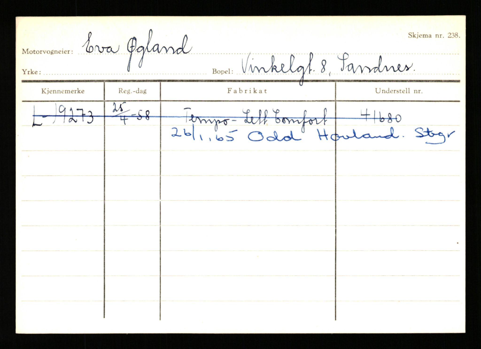 Stavanger trafikkstasjon, AV/SAST-A-101942/0/H/L0043: Viste - Øksendal, 1930-1971, s. 1962