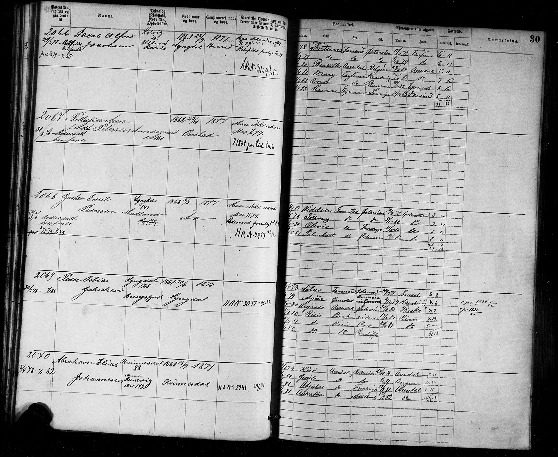Farsund mønstringskrets, AV/SAK-2031-0017/F/Fa/L0002: Annotasjonsrulle nr 1921-3815 med register, M-2, 1877-1894, s. 56