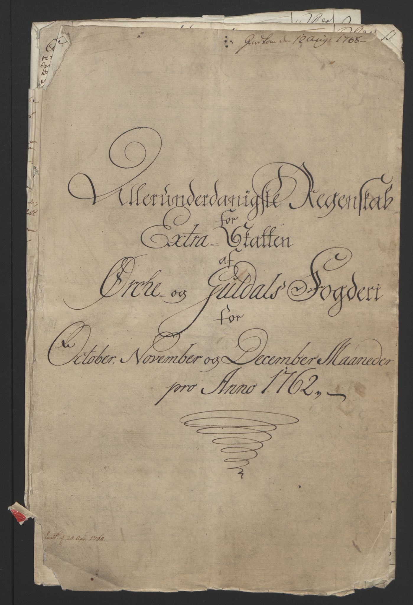 Rentekammeret inntil 1814, Reviderte regnskaper, Fogderegnskap, RA/EA-4092/R60/L4094: Ekstraskatten Orkdal og Gauldal, 1762-1765, s. 6