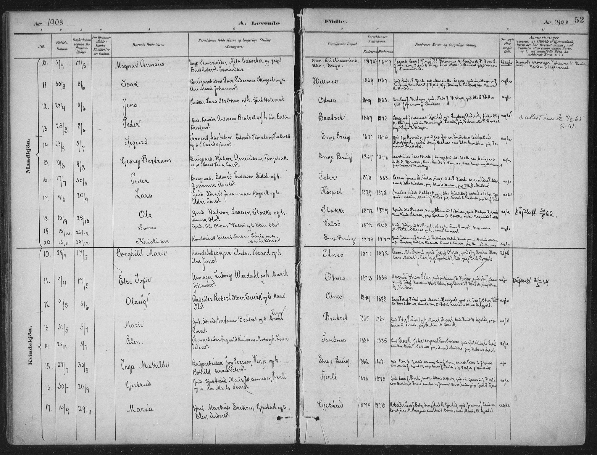 Ministerialprotokoller, klokkerbøker og fødselsregistre - Møre og Romsdal, SAT/A-1454/580/L0925: Ministerialbok nr. 580A02, 1888-1913, s. 52